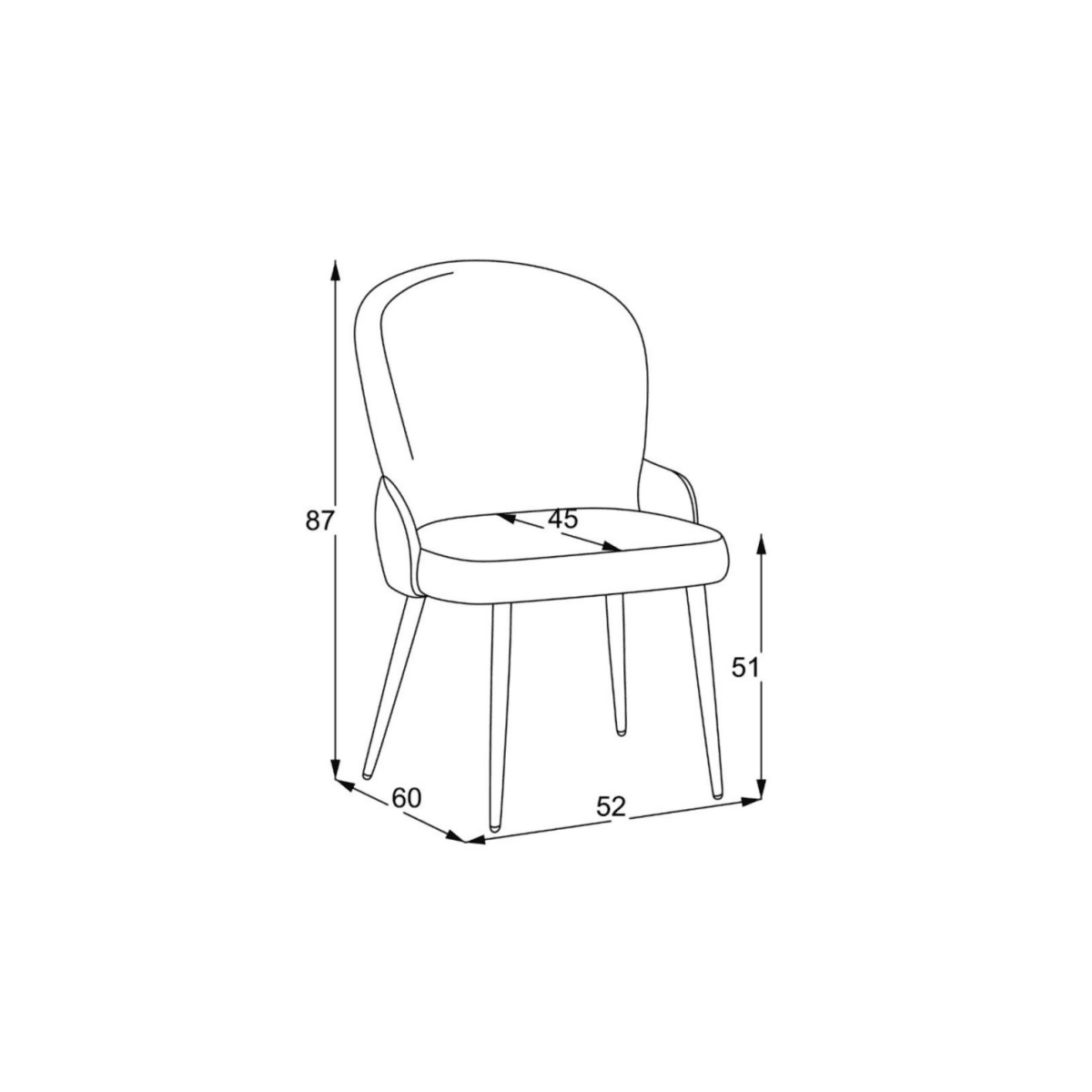 Set di sedie da pranzo "Simo" imbottite in tessuto ed ecopelle con gambe in metallo cm 52x60 87h - MondoViro