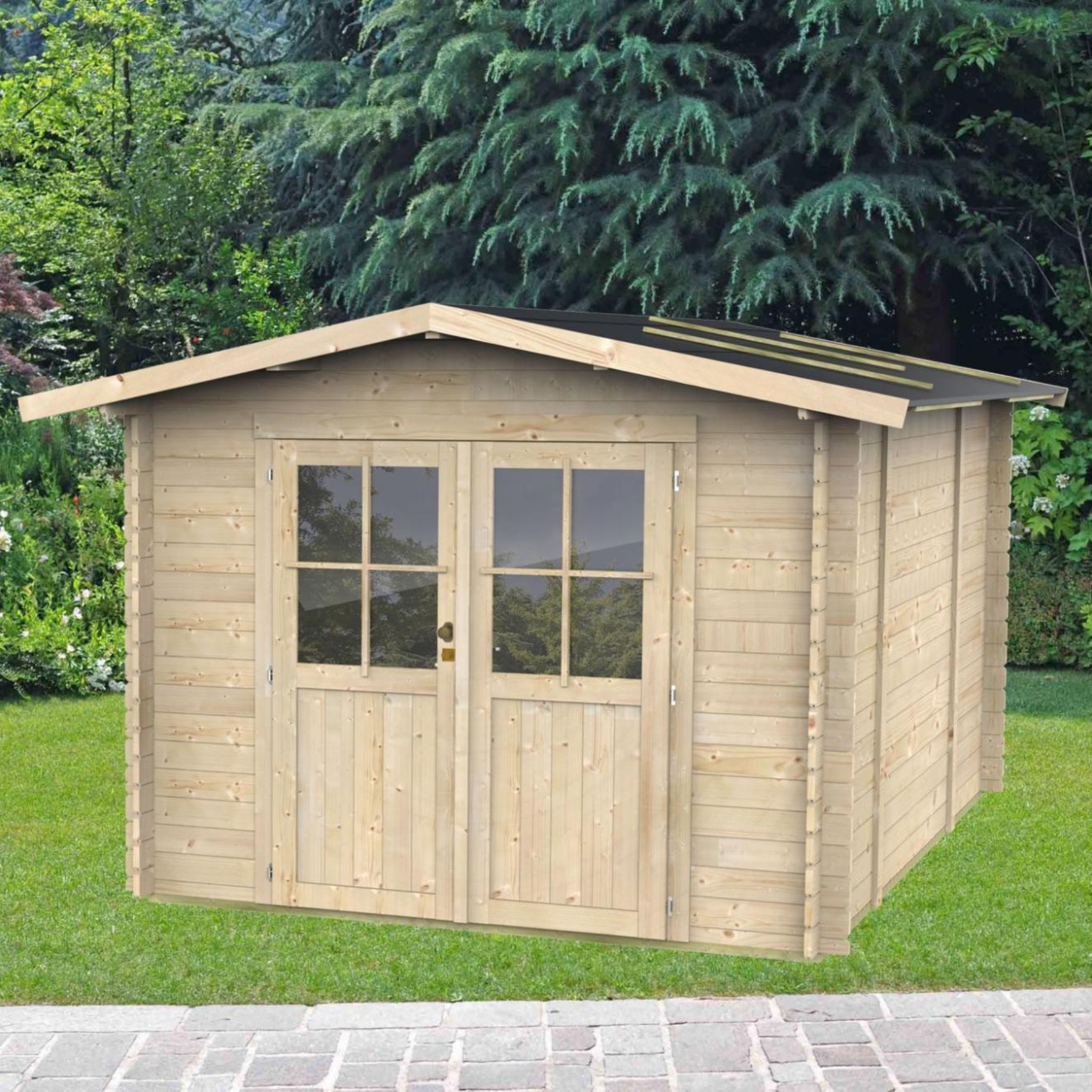 "Opera" wooden garden house, 250x250 cm, 207 cm high, double door with windows