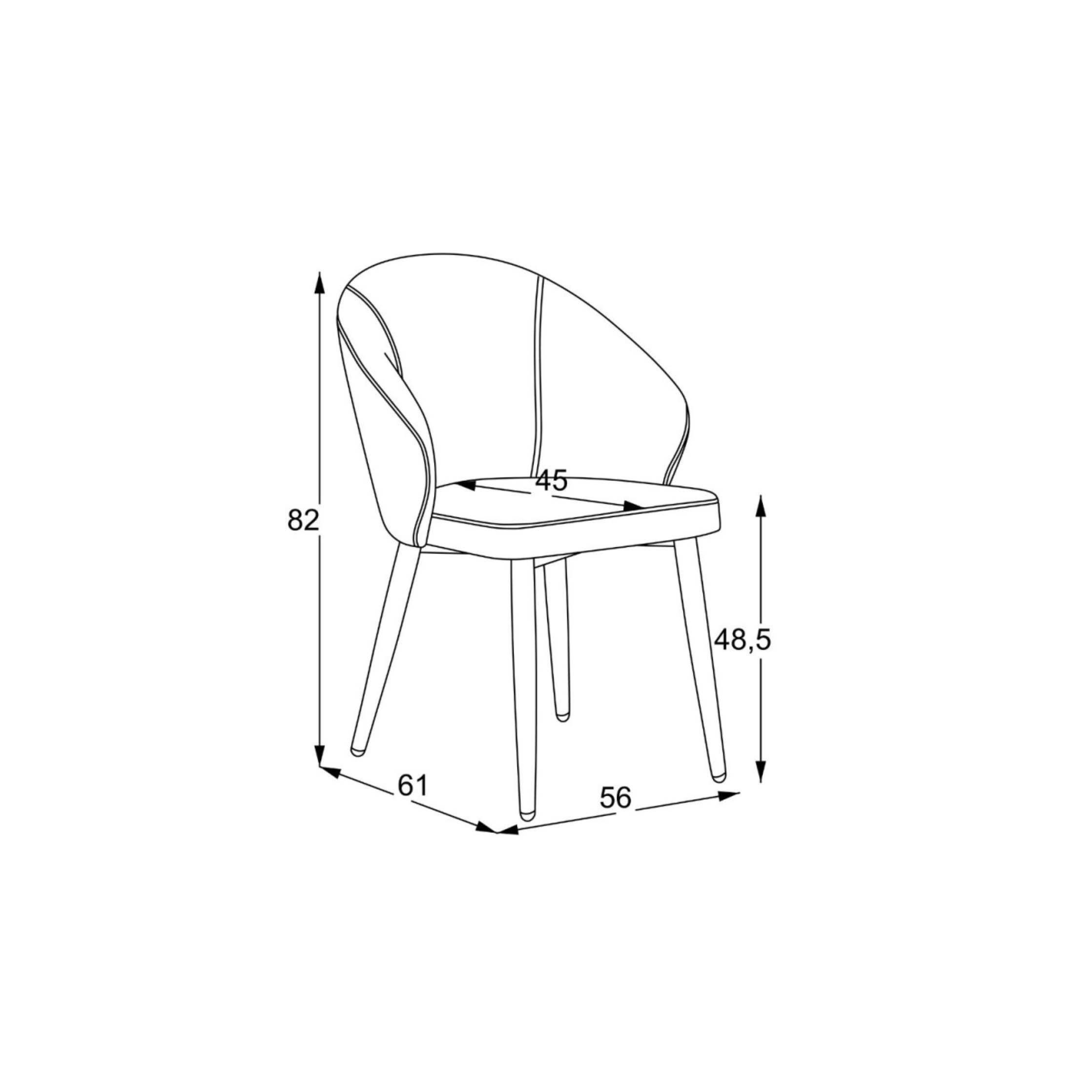 Set of "Patya" dining chairs upholstered in fabric with black metal legs cm 56x61 82h