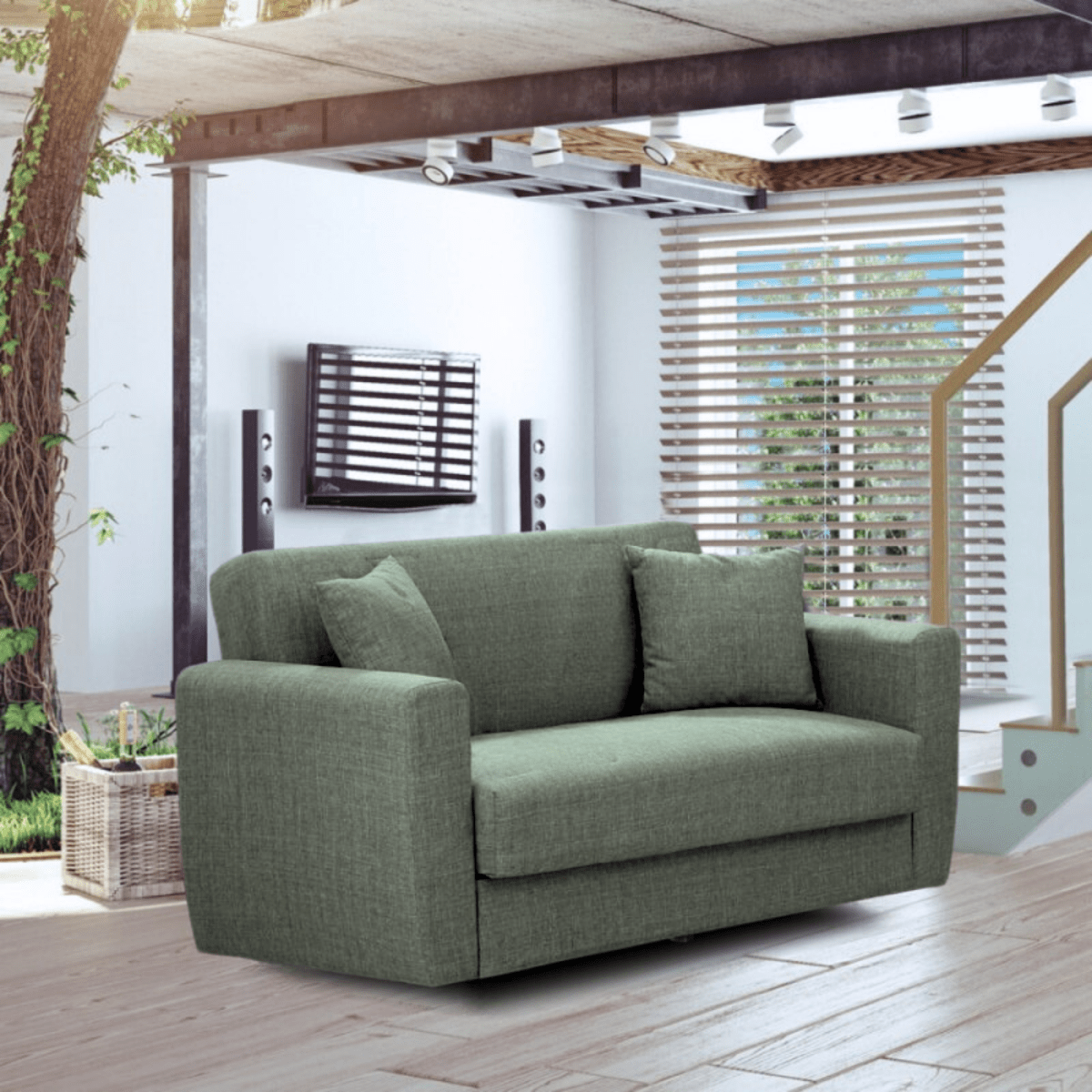 Divano 2 posti moderno "Futura" in tessuto con piedi cromati cm 159x84 82h - MondoViro