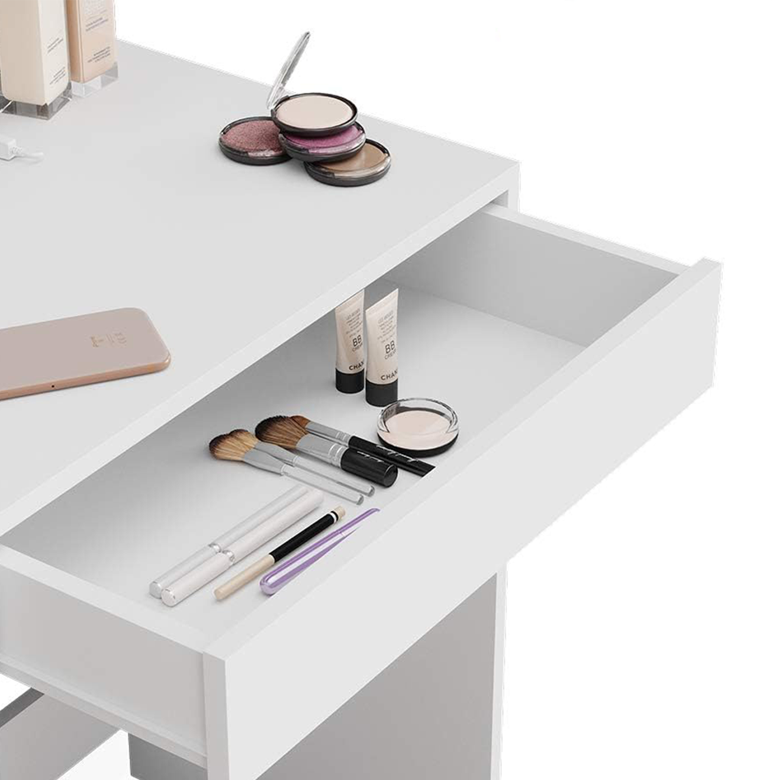 "Touch" white wooden computer desk for office with 2 drawers, 138x50 cm, 75 cm high