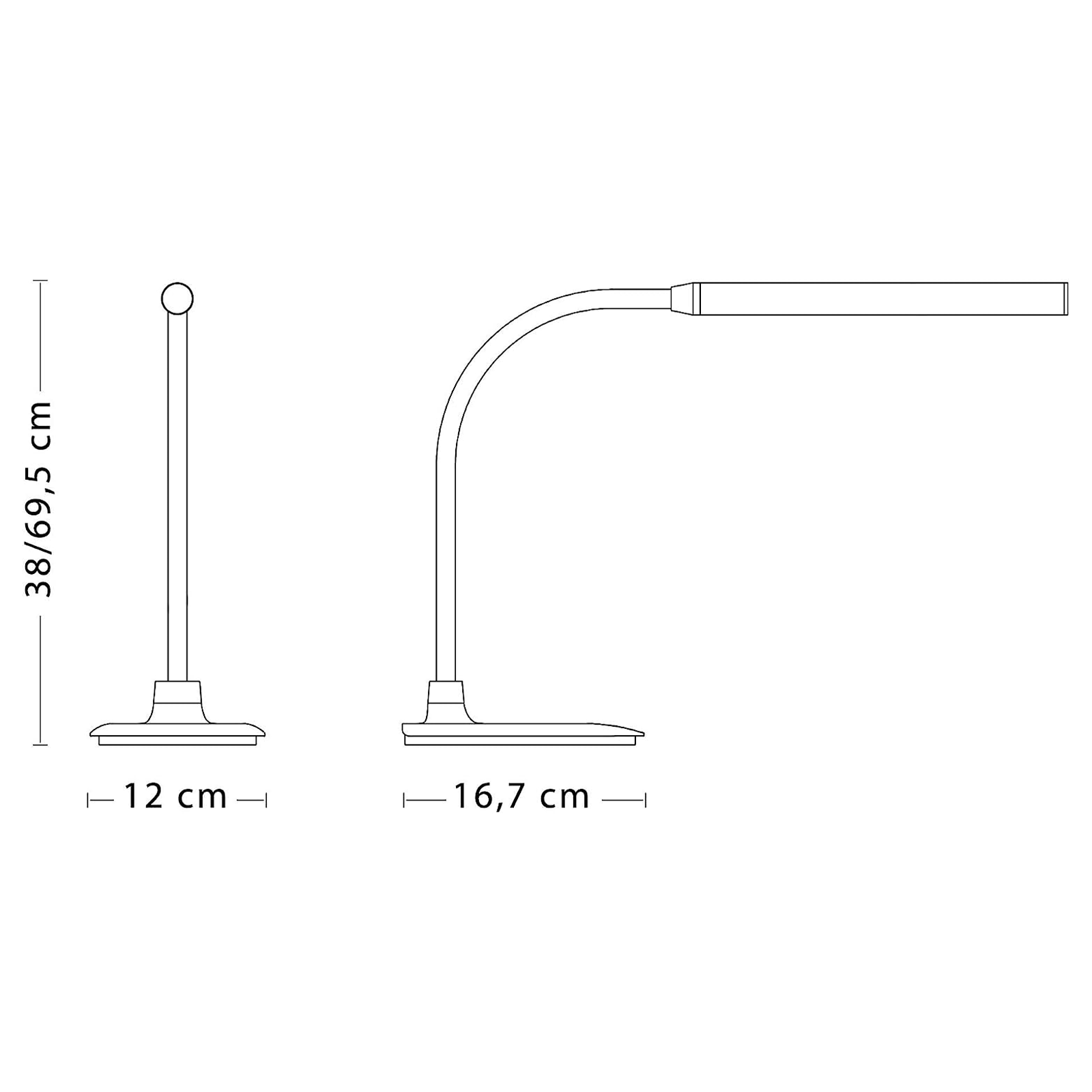 Slim LED table lamp in ABS 6 W touch switch cm 17x12 70h