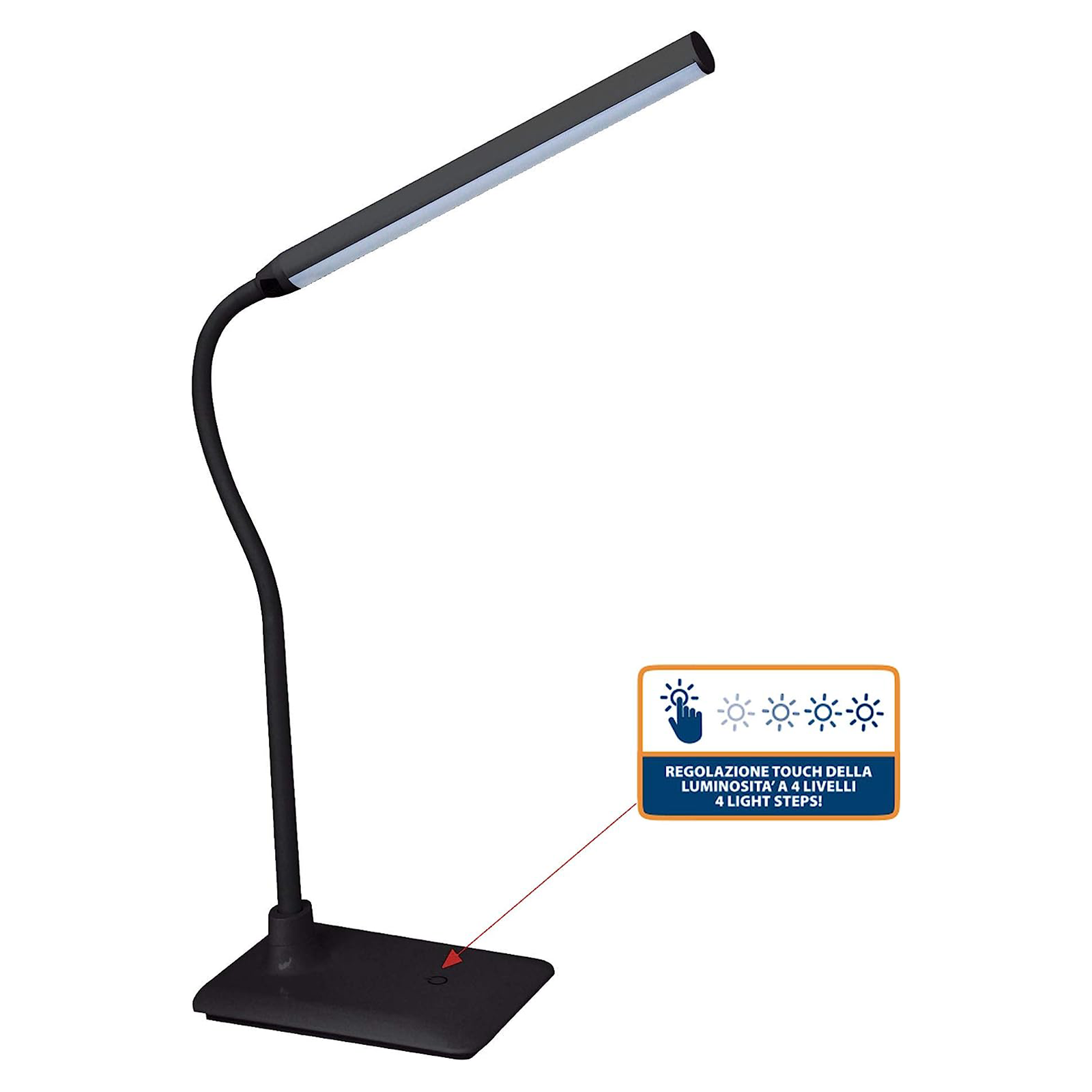 Slim LED table lamp in ABS 6 W touch switch cm 17x12 70h