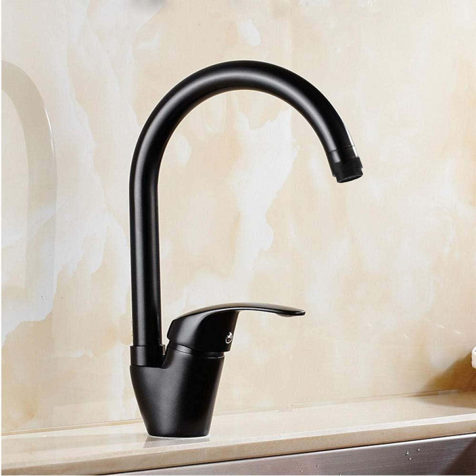 "Euro" sink mixer tap with high spout, matt black