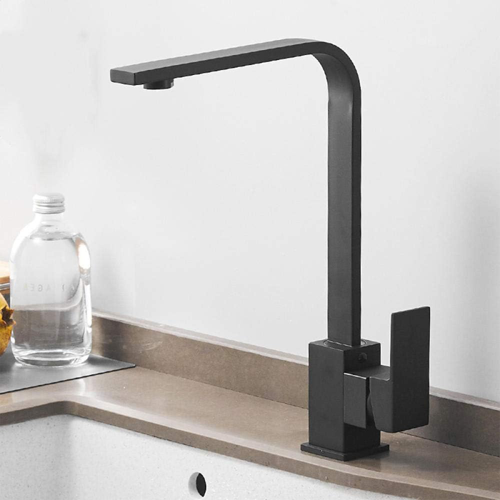 "Euro" single-lever mixer tap with high spout, matt black