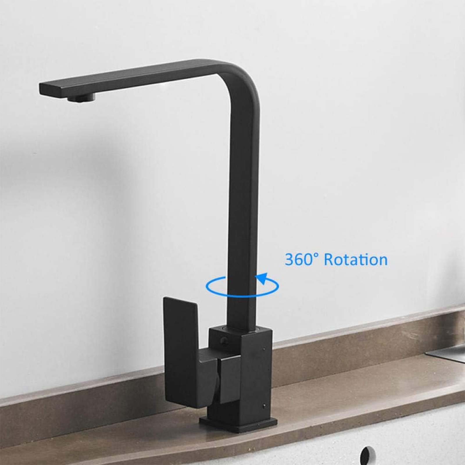 "Euro" single-lever mixer tap with high spout, matt black