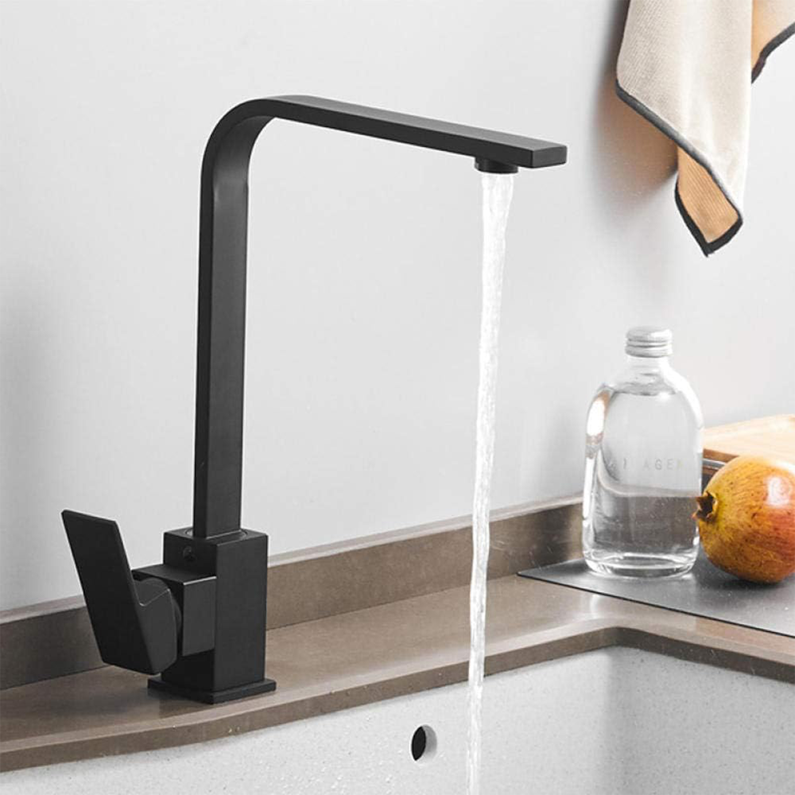 "Euro" single-lever mixer tap with high spout, matt black