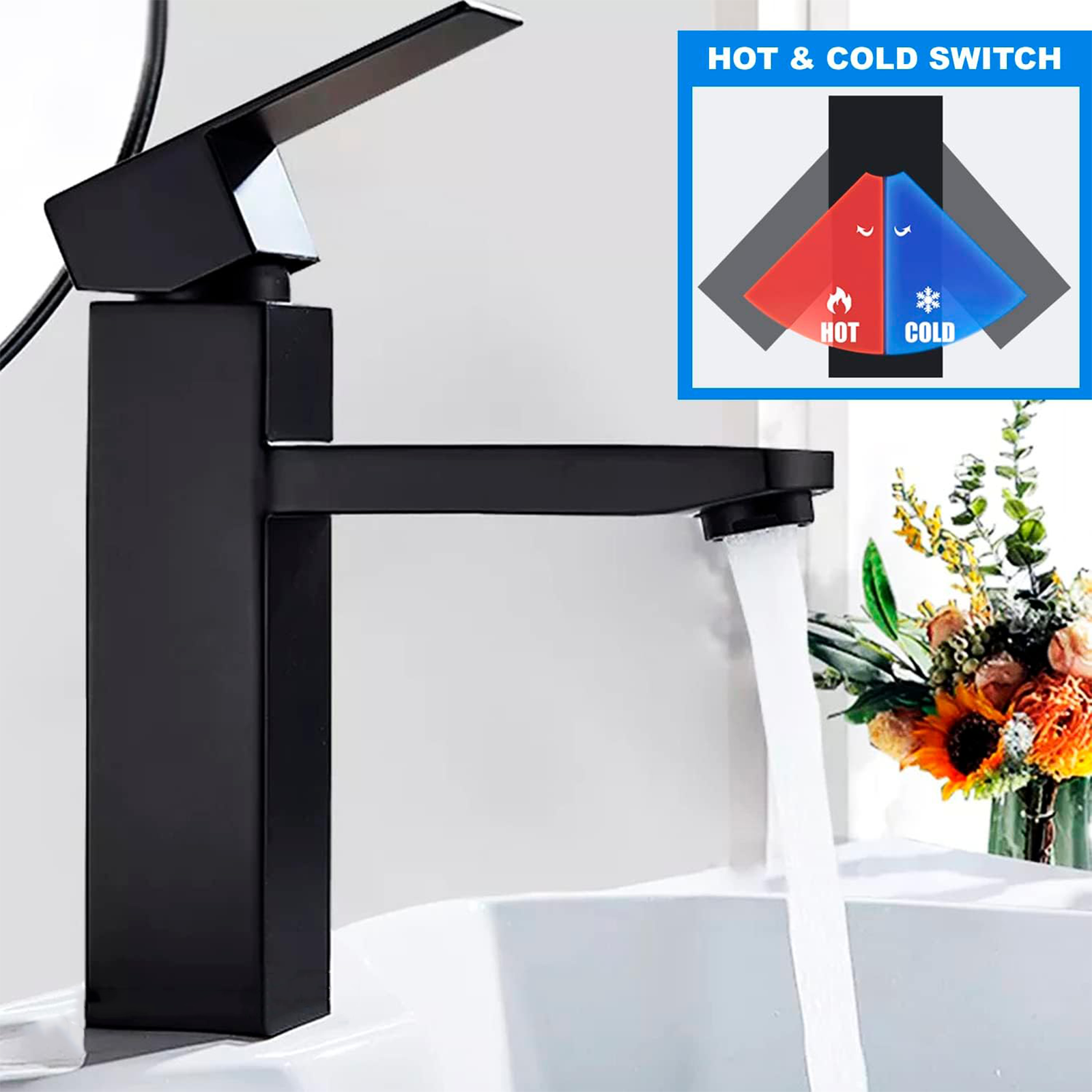 "Elegant" single-lever brass basin faucet in matte black