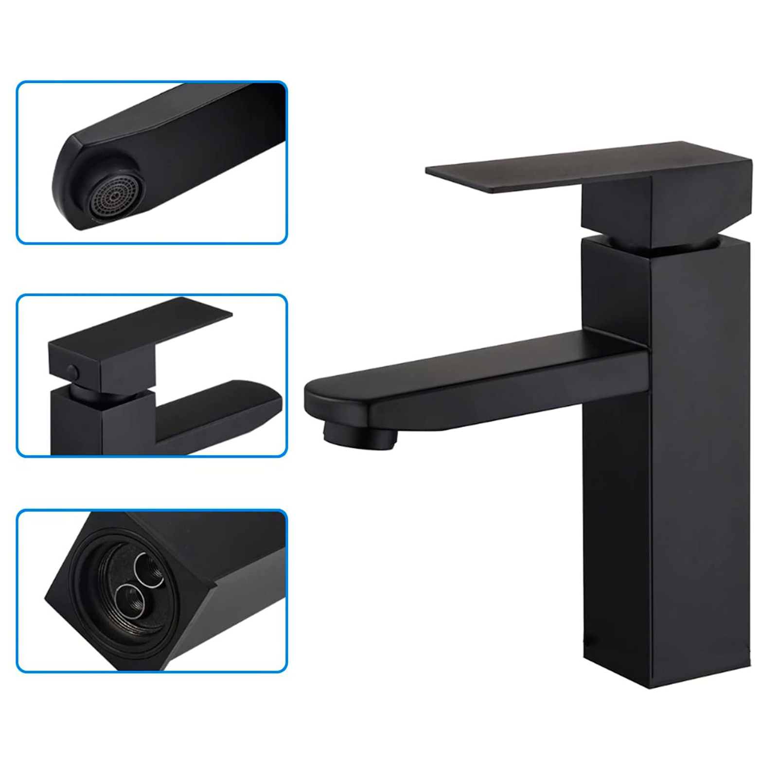 "Elegant" single-lever brass basin faucet in matte black