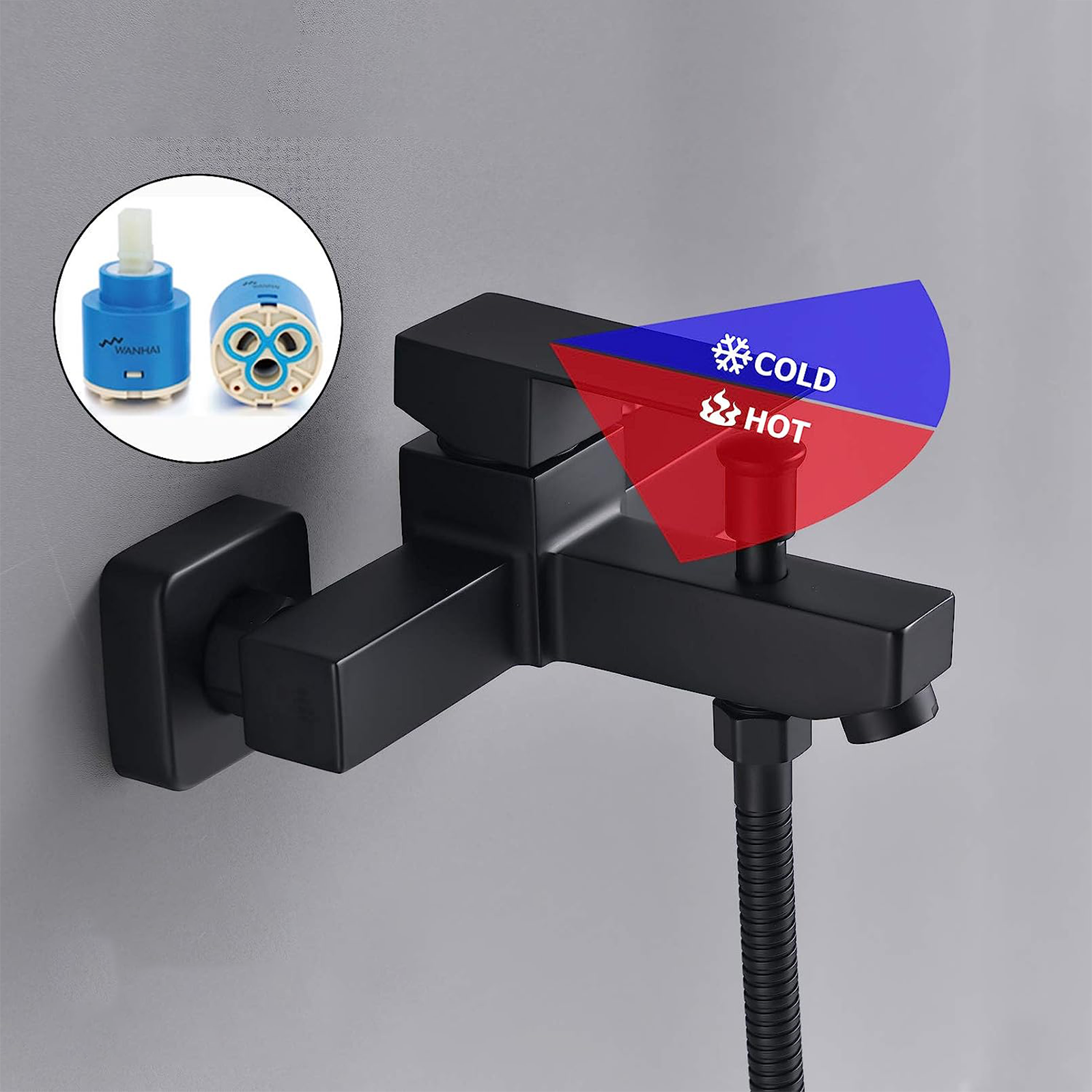 "Elegant" single-lever bath mixer tap in matt black brass