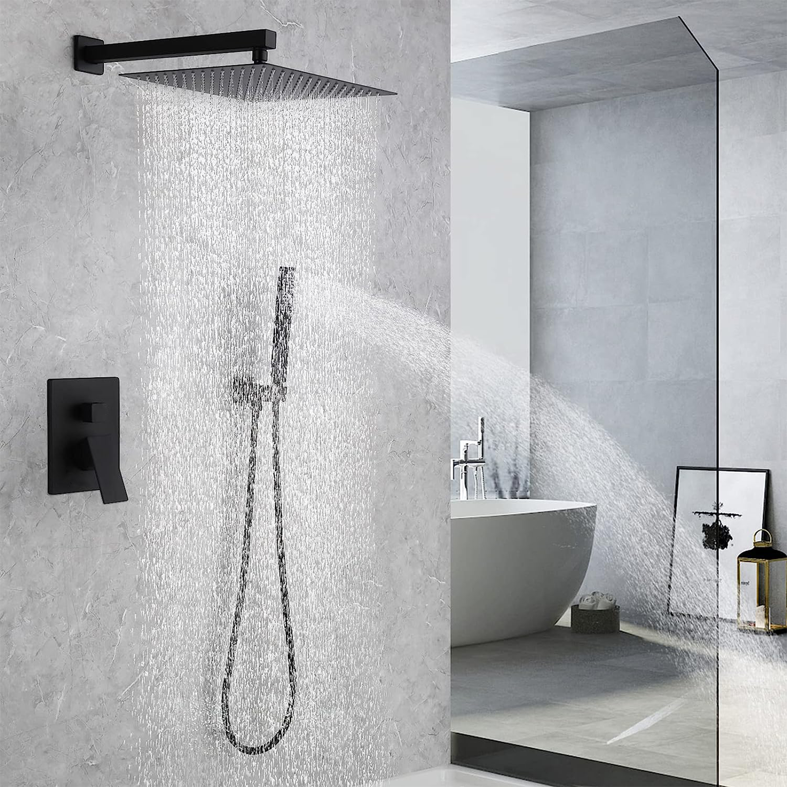 "Elegant" built-in single-lever shower mixer in matt black brass