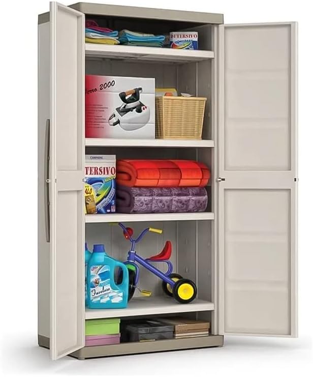 Armario de jardín de resina antigolpes "Bacas XL" con estantes interiores