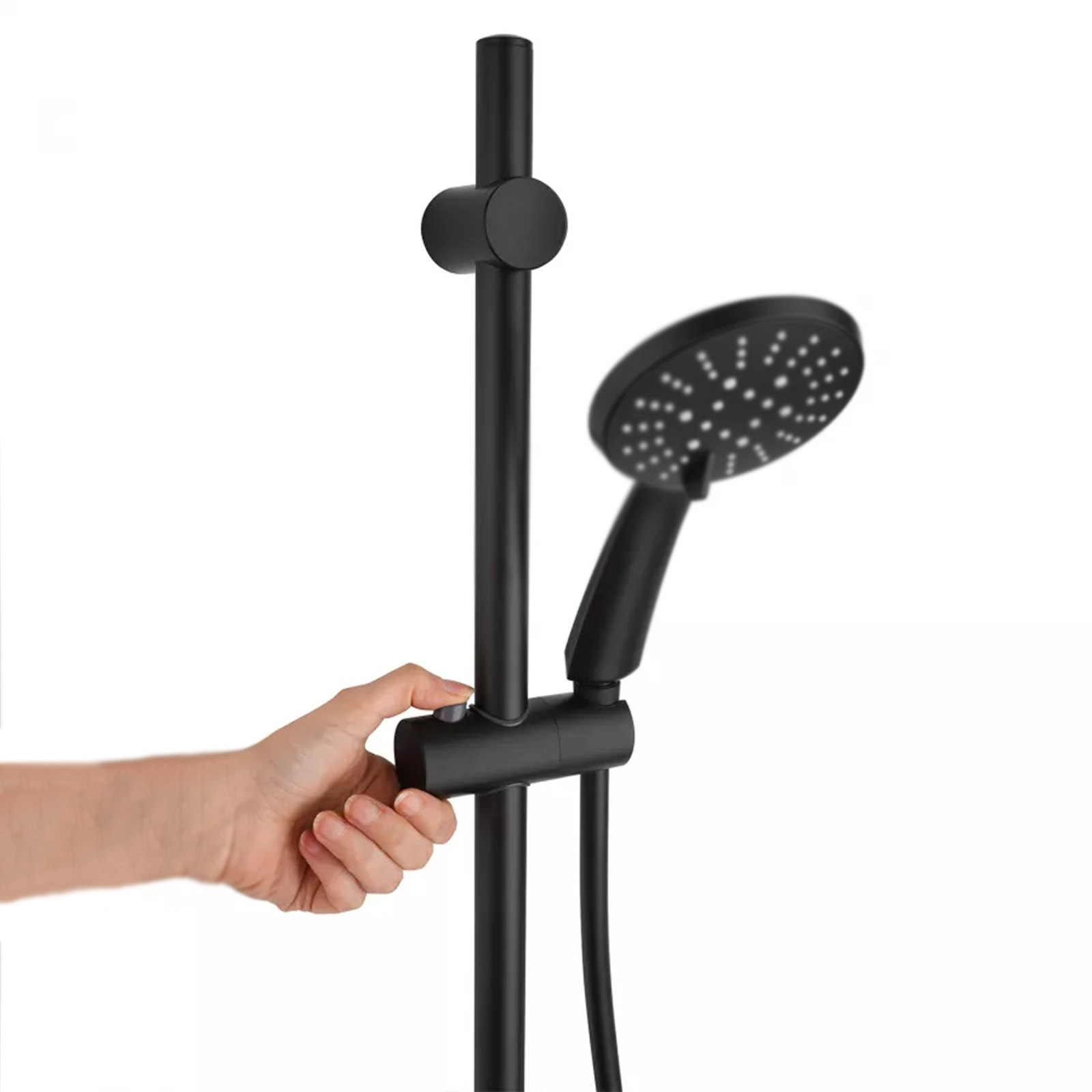 "Touch13" 3-jet shower head with hand shower in matt black brass, 63x16 cm, 10h