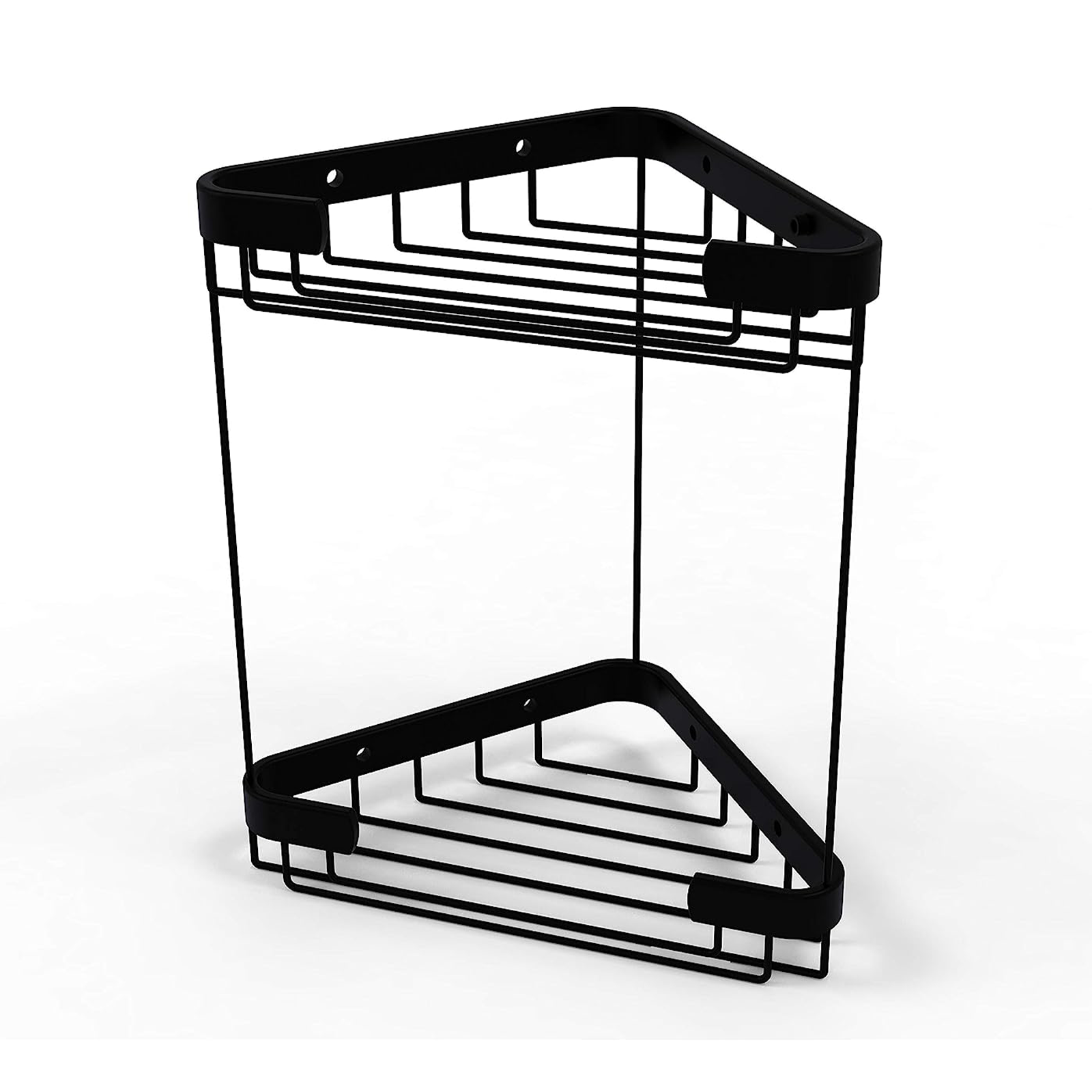 "Lier" corner shower soap dish in black steel, 20x15 cm