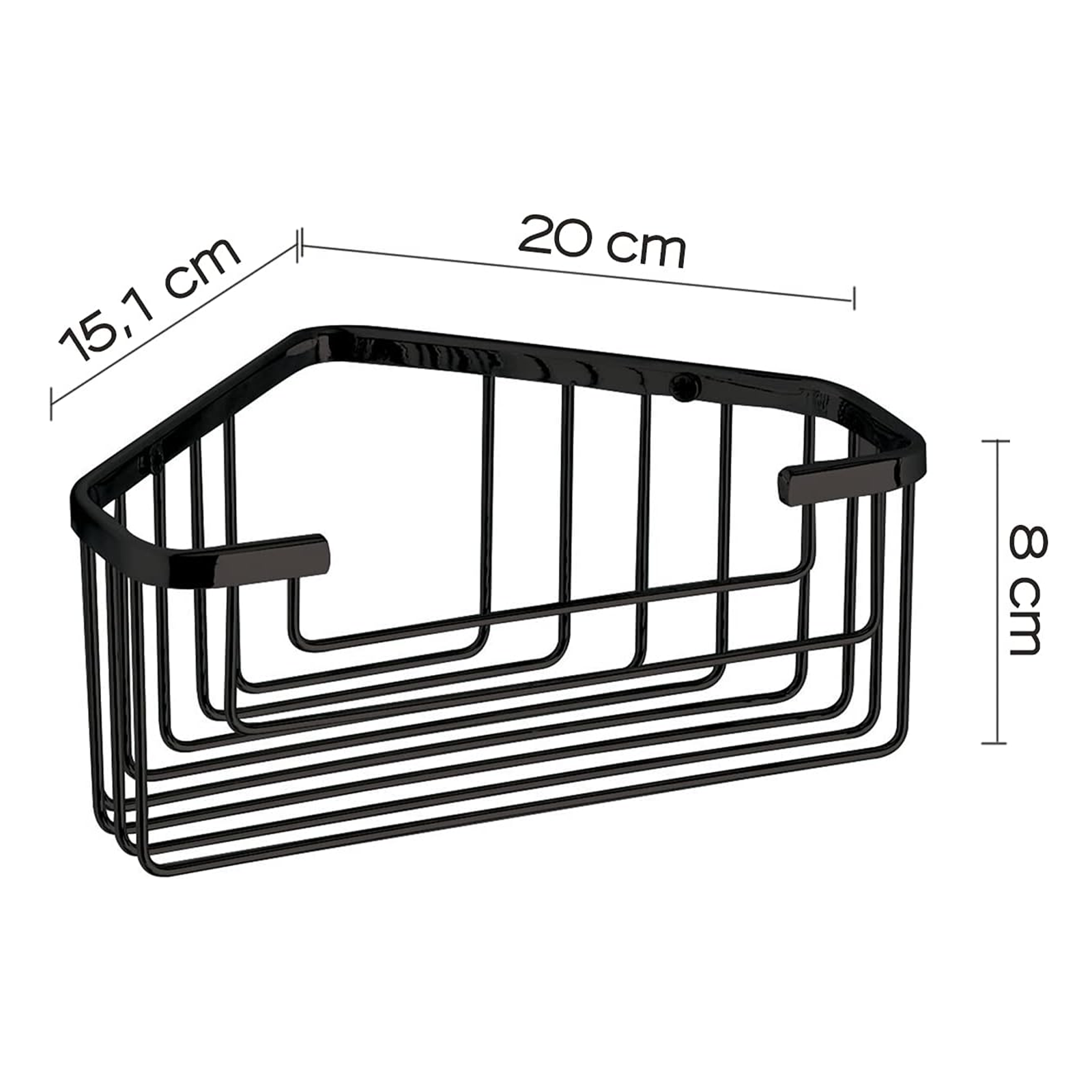 "Lier" corner shower soap dish in black steel, 20x15 cm