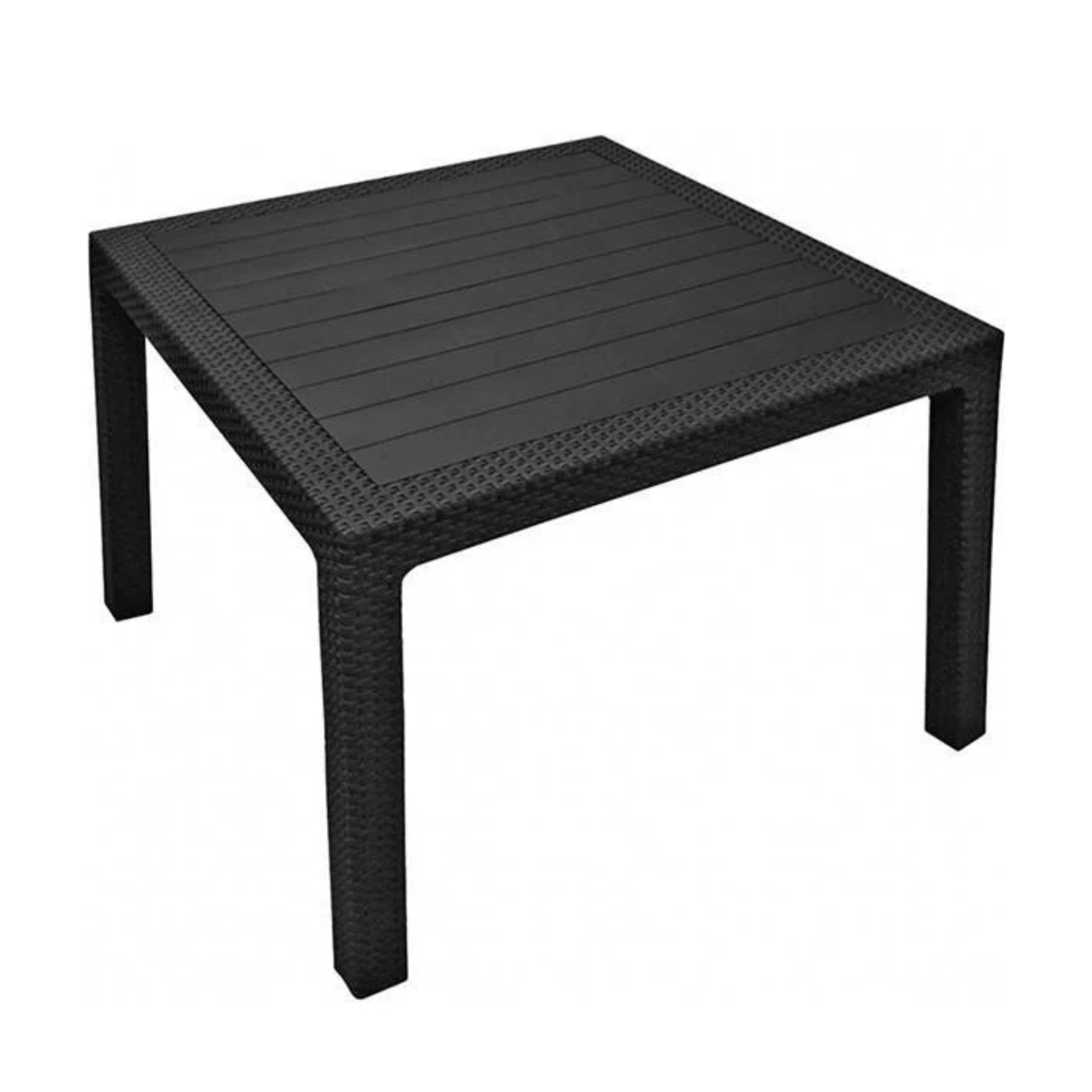 "Quartet" square dining table in rattan resin for the garden, 95x95 cm, 74h