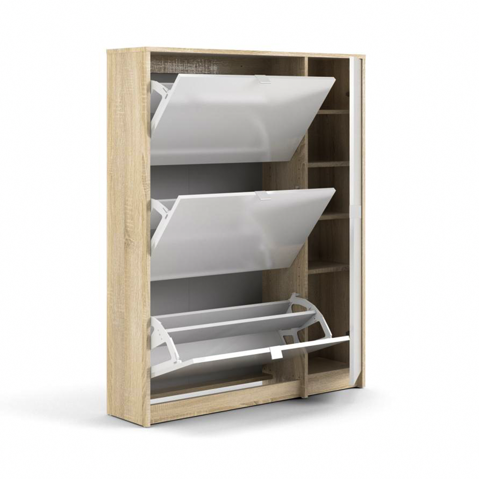 "Class" modular wooden shoe rack with 1 door and 3 flaps, 102x24 cm, 125 cm high