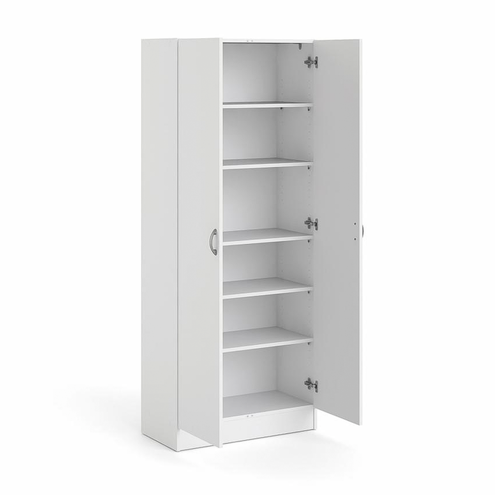 "Focus" 2-door shoe cabinet in white wood, 69.2 x 34.6 cm, 170.4 cm high.