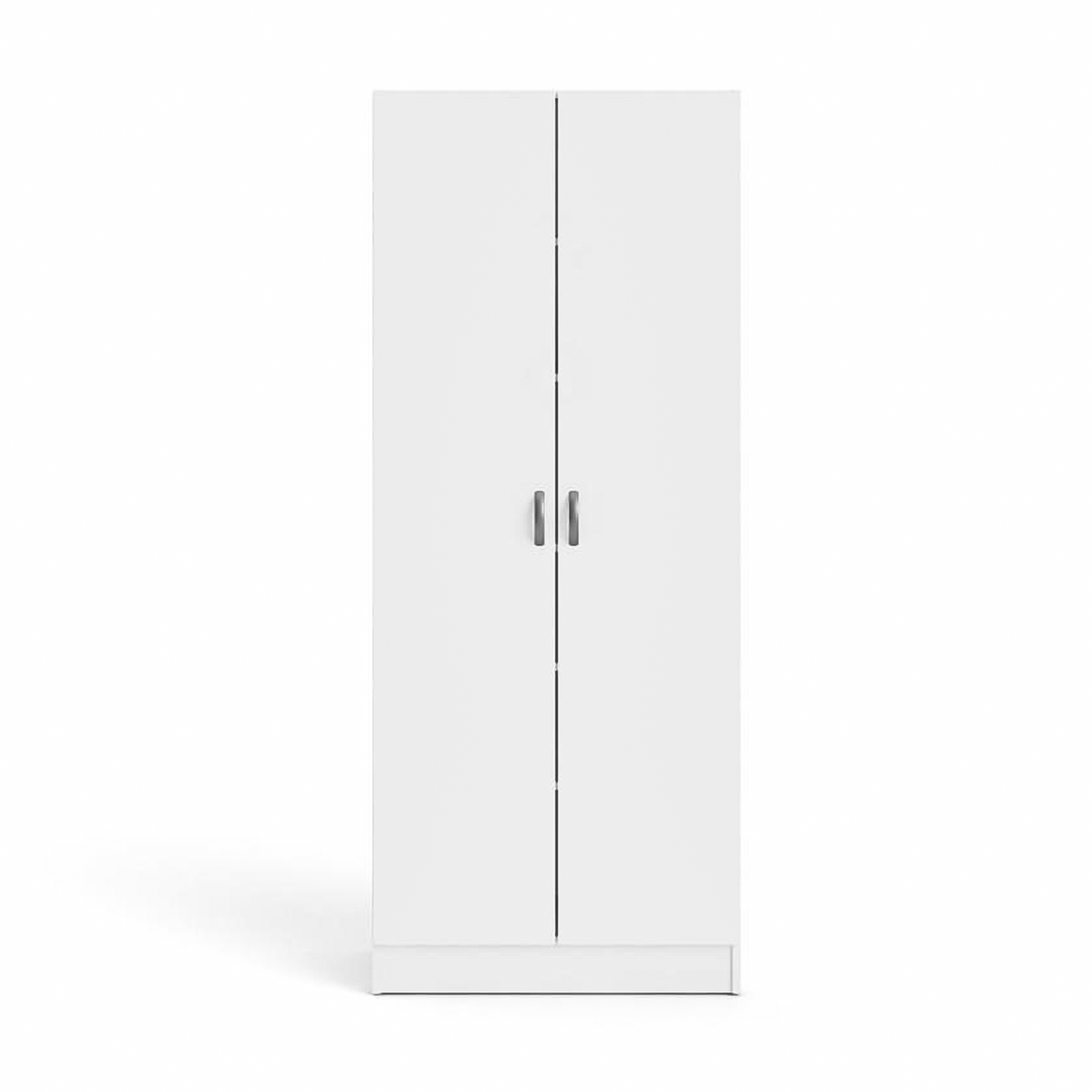 "Focus" 2-door shoe cabinet in white wood, 69.2 x 34.6 cm, 170.4 cm high.