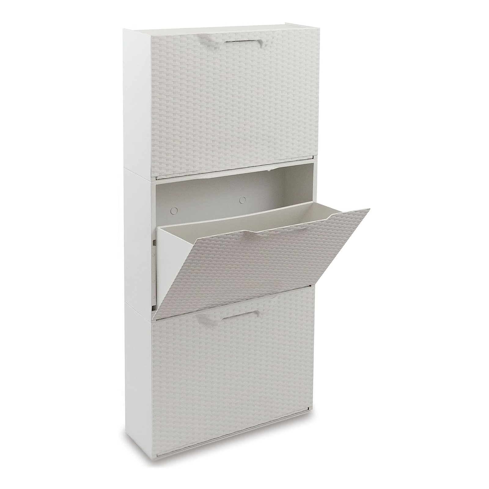 Modular shoe rack in plastic rattan with retractable door cm 51x18 40h