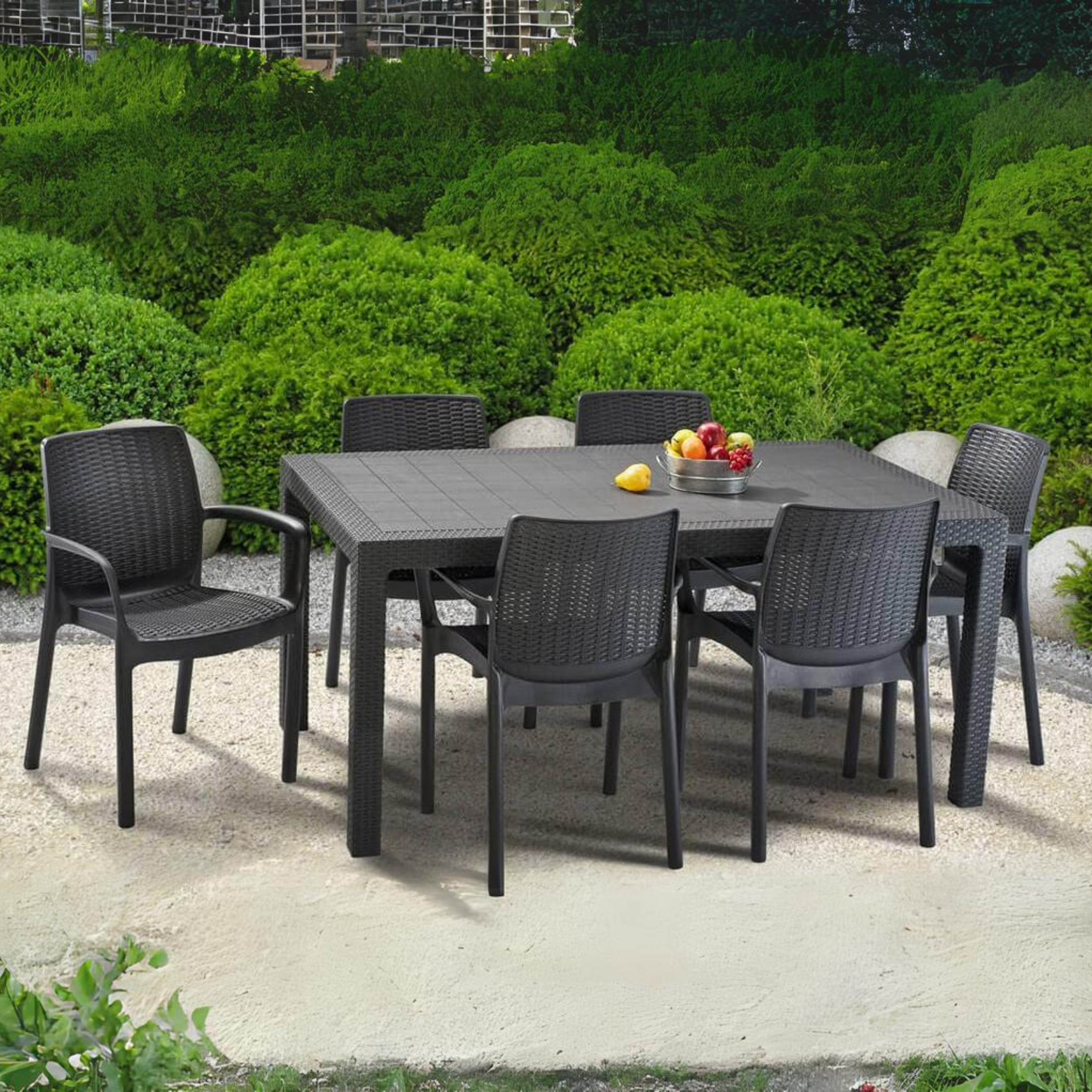 "Melody" resin garden table for outdoor use, 160x94 cm, 74h
