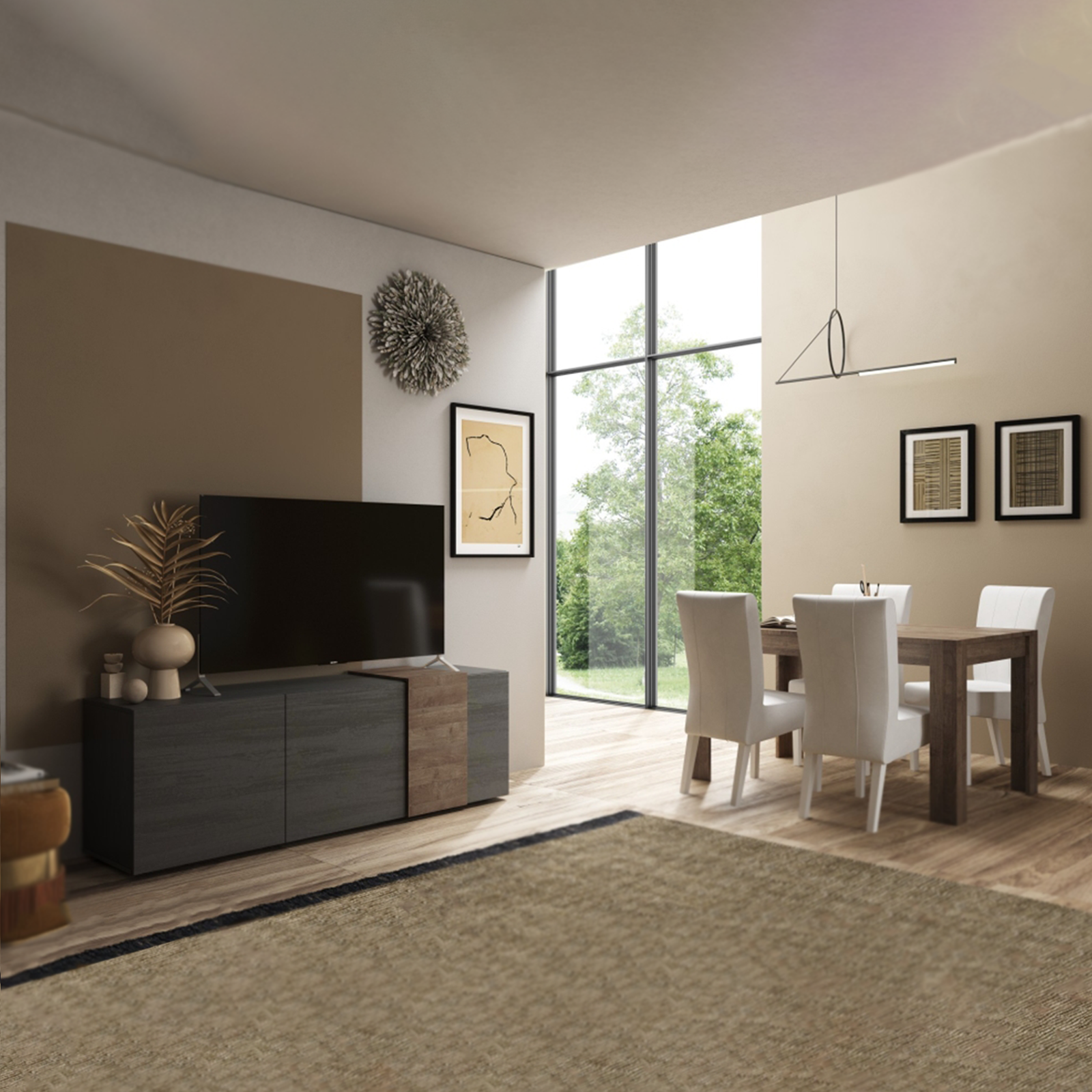 "Venus" 3-door wooden TV stand for living room, 181x44 cm, 59h