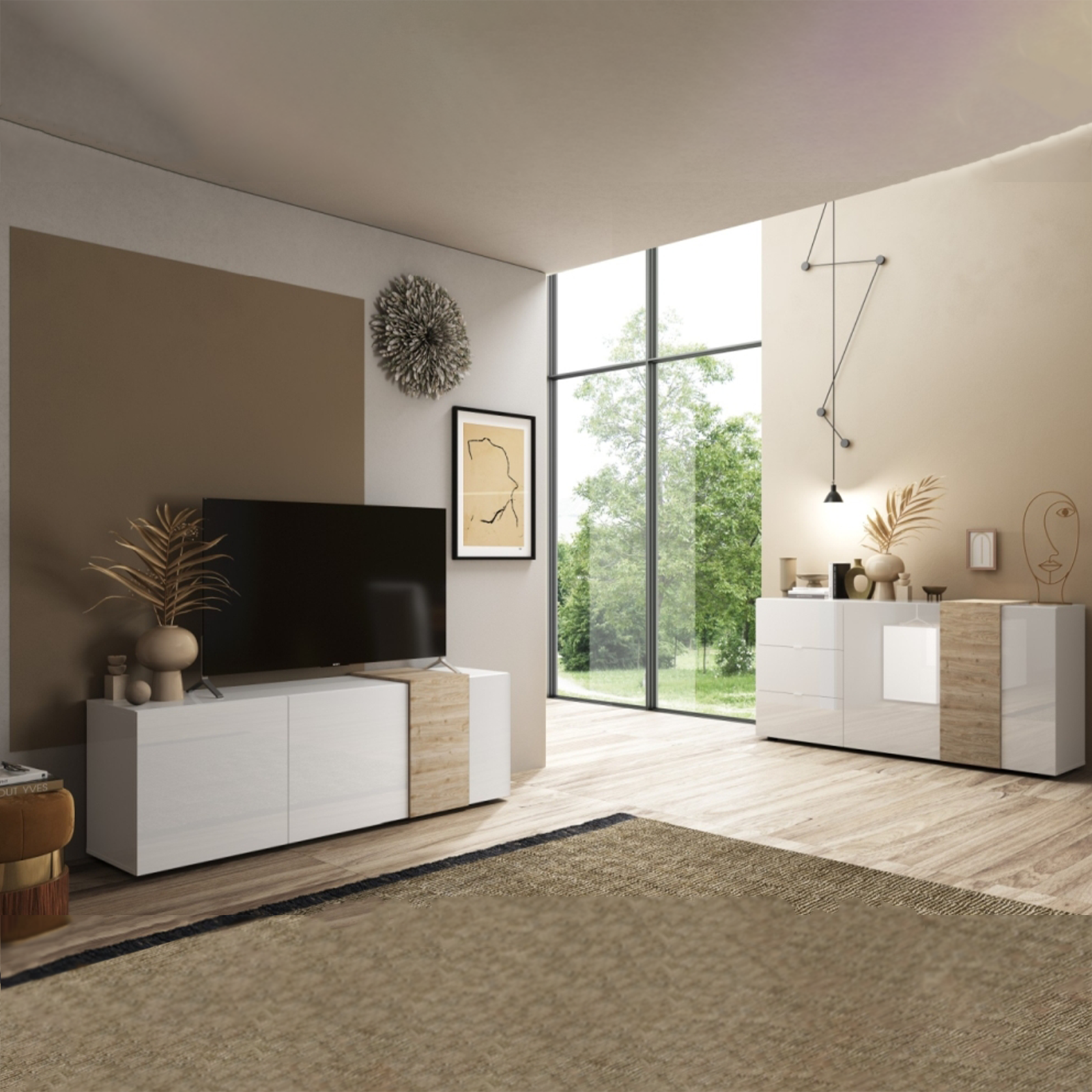 "Venus" 3-door wooden TV stand for living room, 181x44 cm, 59h