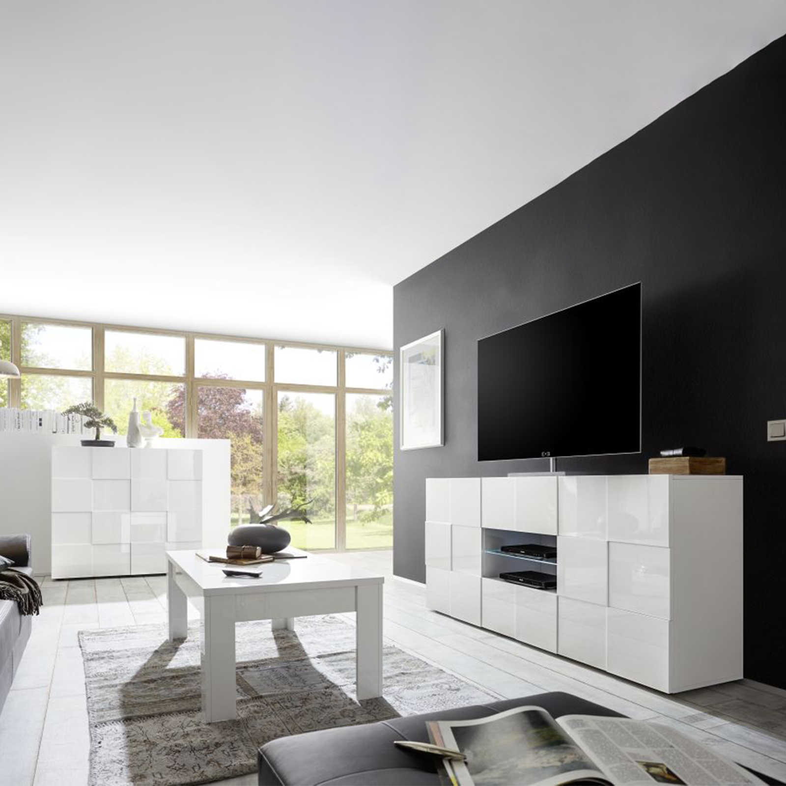 "Dama" wooden entrance sideboard with 2 doors and 2 drawers, 181x43 cm, 84h