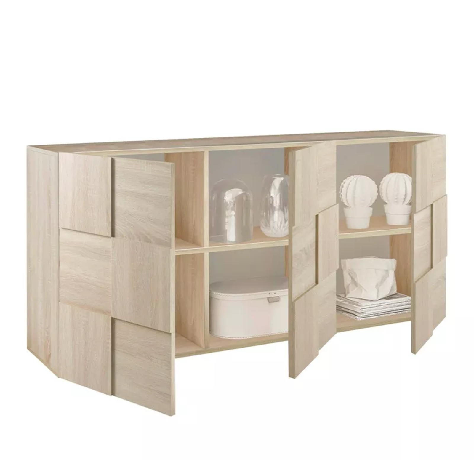 Aparador de entrada de madera "Dama", mueble de salón con 3 puertas, 181x43 cm, 84h