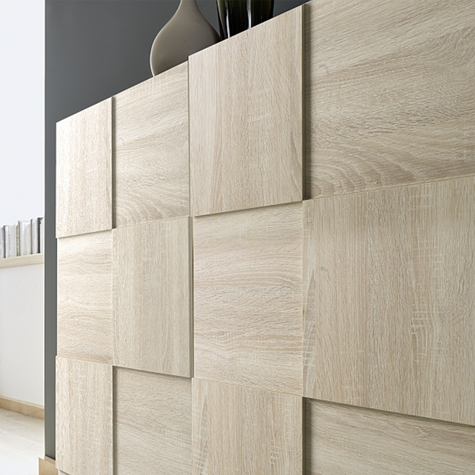 Aparador de entrada de madera "Dama", mueble de salón con 3 puertas, 181x43 cm, 84h