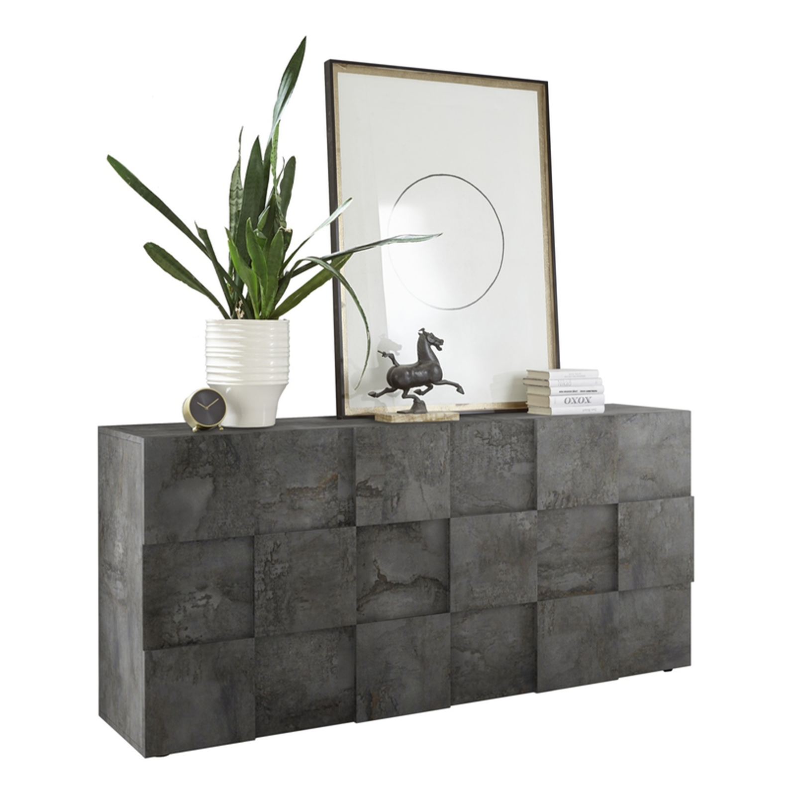 Aparador de entrada de madera "Dama", mueble de salón con 3 puertas, 181x43 cm, 84h