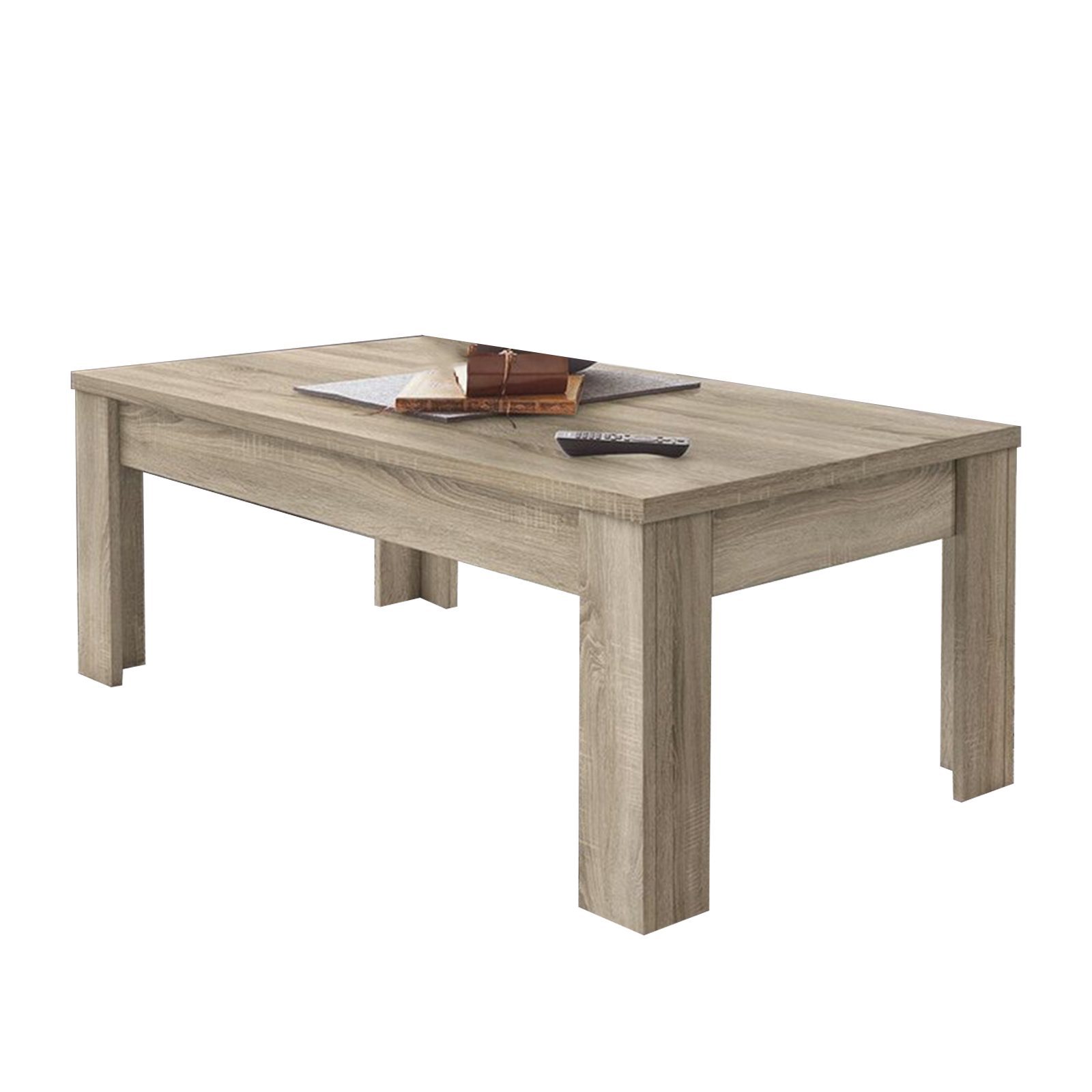 "Dama" low living room table in oak wood, 122x65 cm, 45 cm high