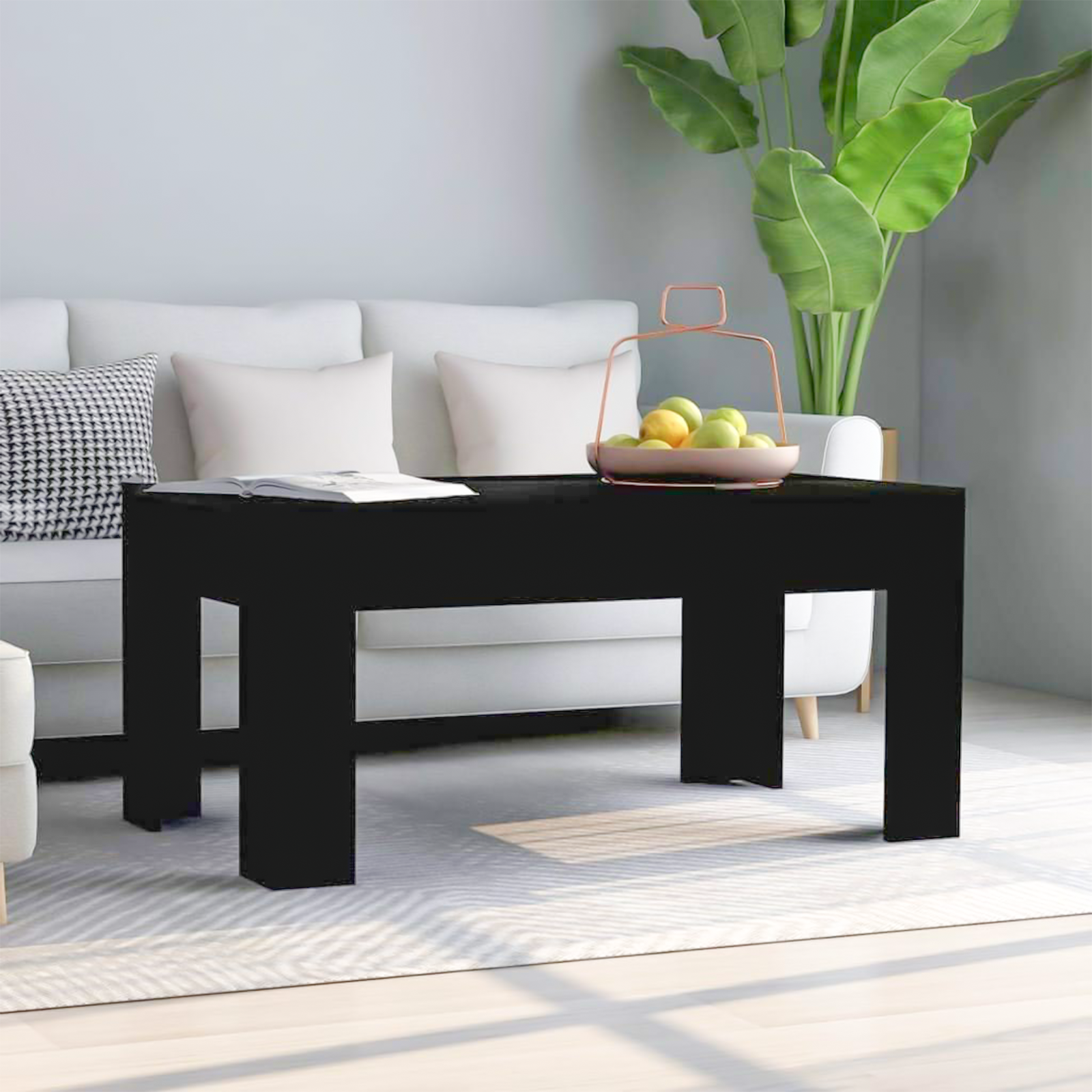 "Dama" low living room table in oak wood, 122x65 cm, 45 cm high