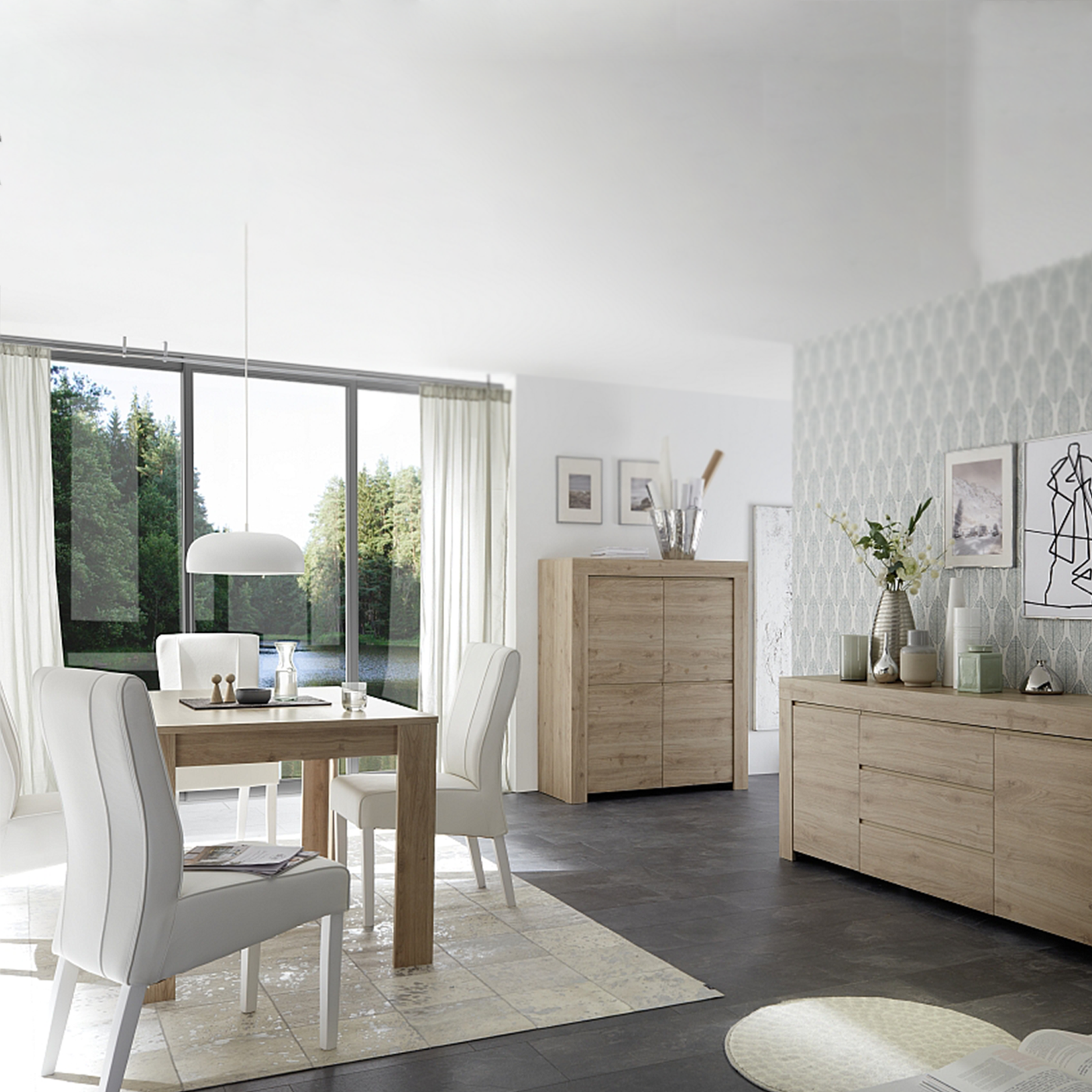 Extendable modern table "Dama" in oak wood 137/185x90 ​​cm 79h