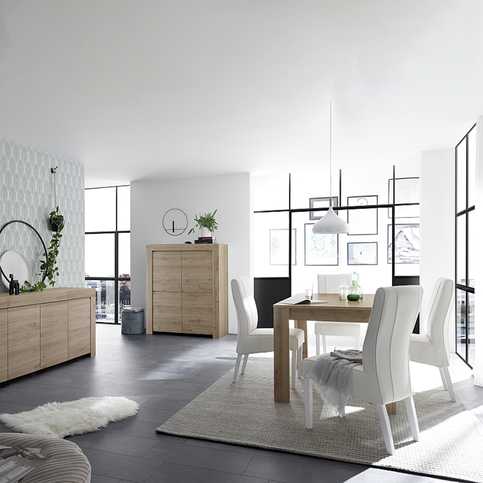 Modern extendable table "Firenze" in oak wood 137/185 x 90 cm 79h