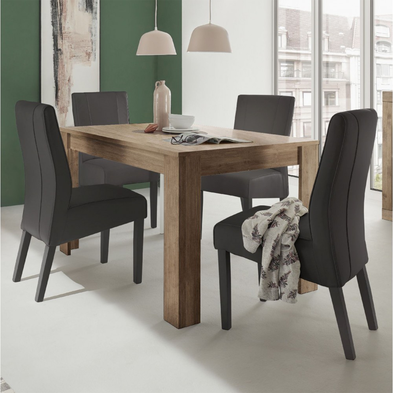 Modern extendable table "Venus" in oak wood 137/185x90 ​​cm 79h