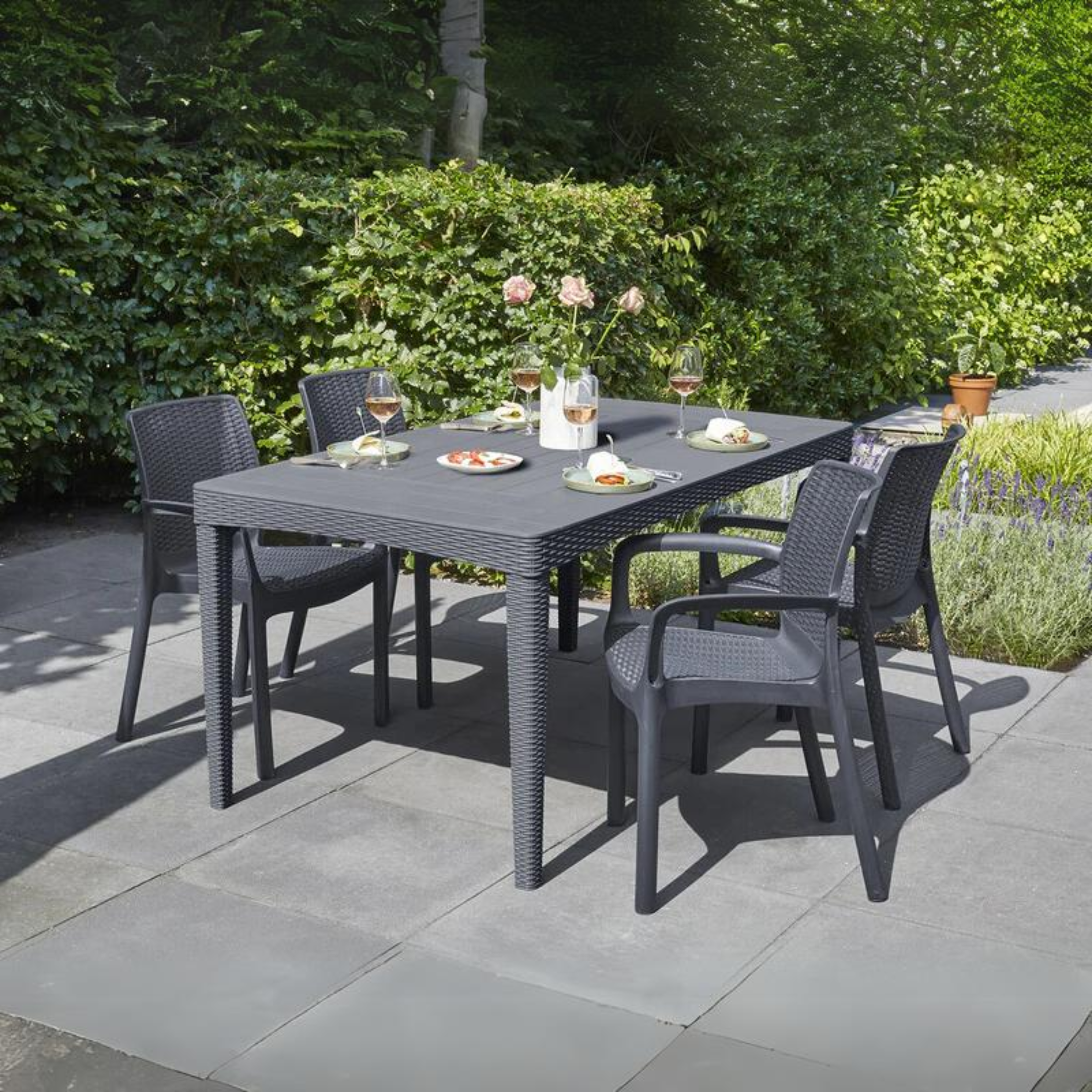 6-seater "Giron" resin garden table, 160x90 cm, 74 cm high