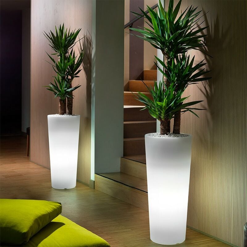 Vaso luminoso a led solare multicolore RGB tondo Ficus cm 29x29 59h