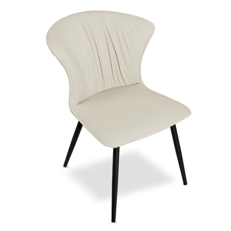 Set of "Core" dining chairs upholstered in eco-leather with black metal legs cm 56x61 84h