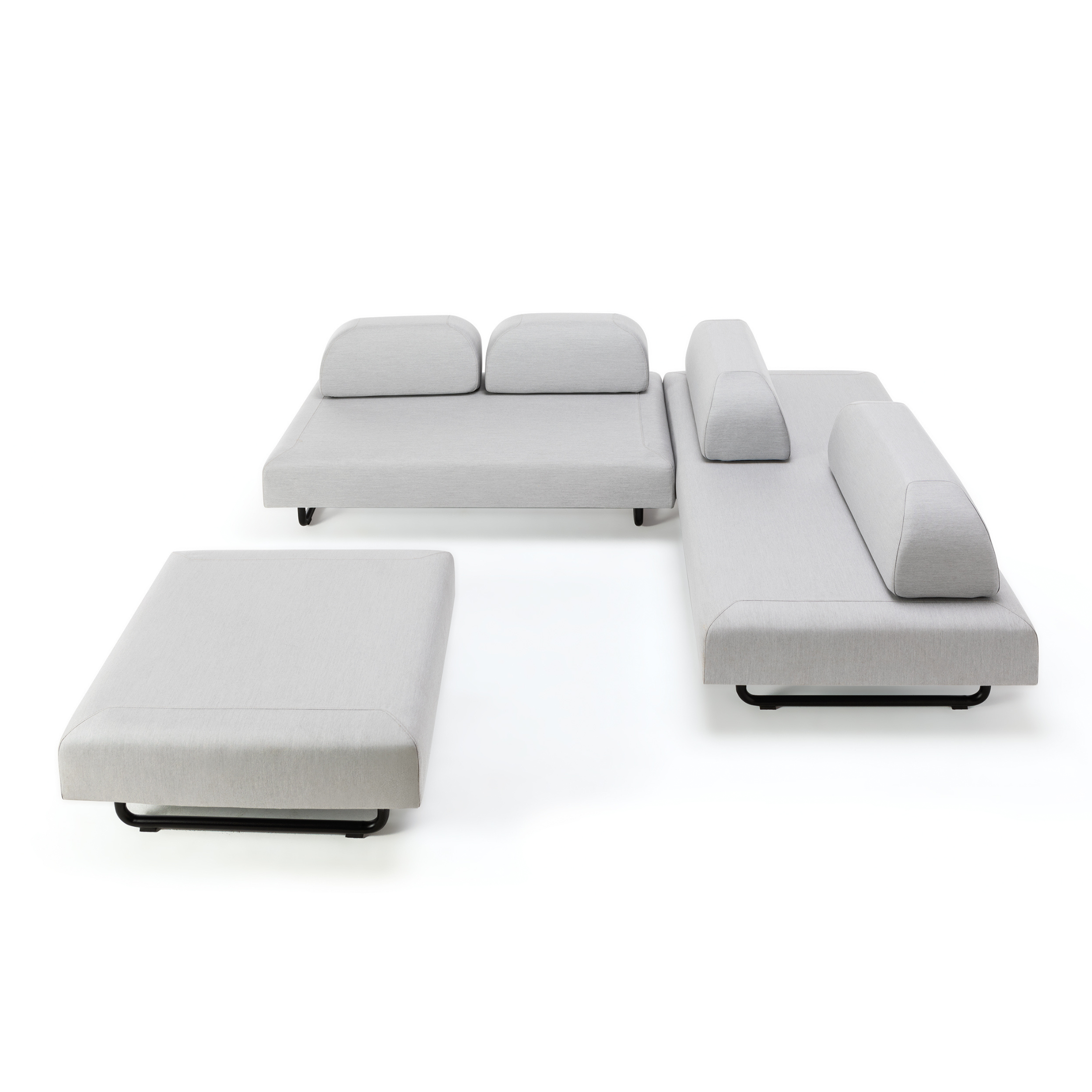 "Santa Fe" double padded sofa module in metal for the garden, 150x90 cm, 70 cm high.