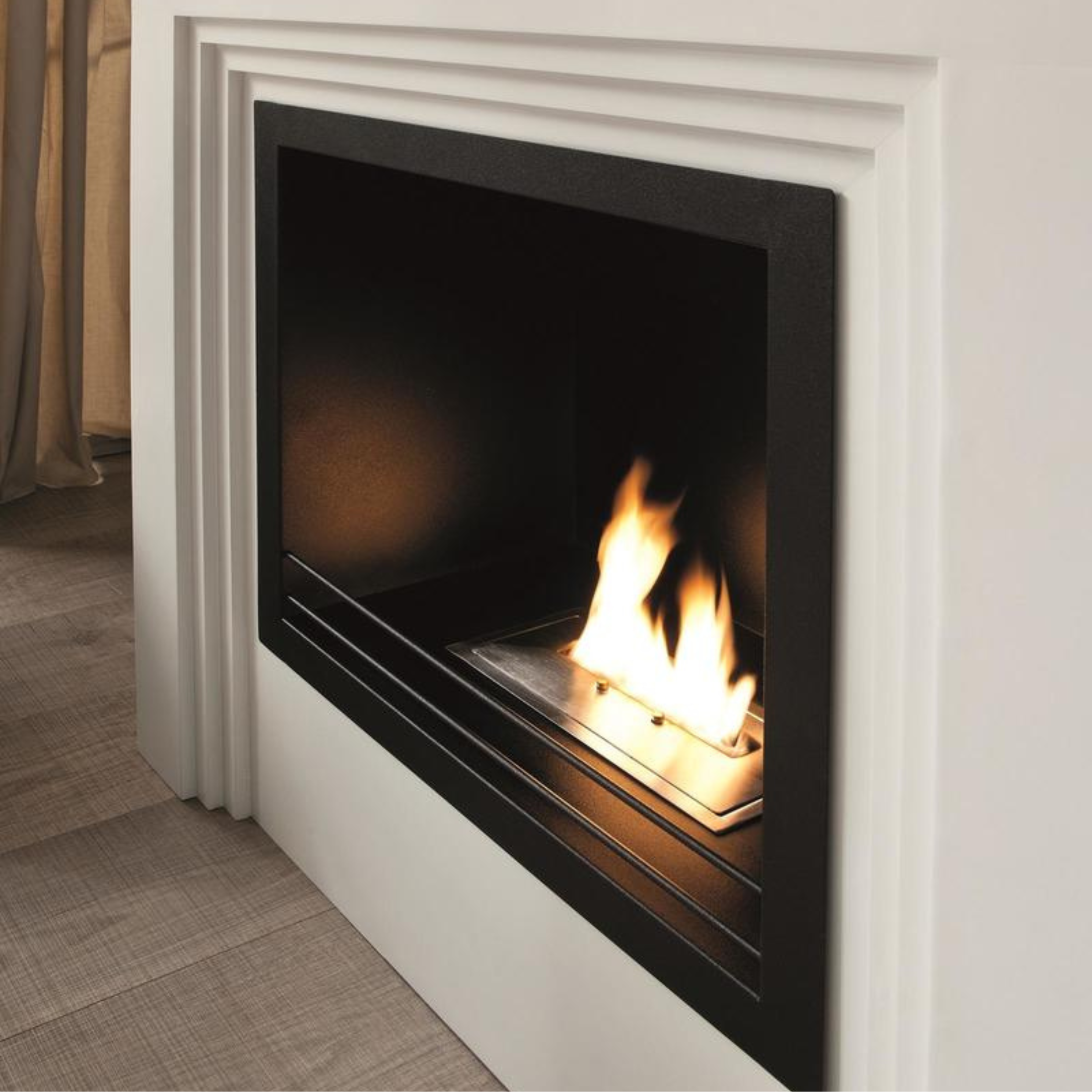 "Lily" floor-standing bioethanol fireplace in painted metal, 96x35 cm, 96h