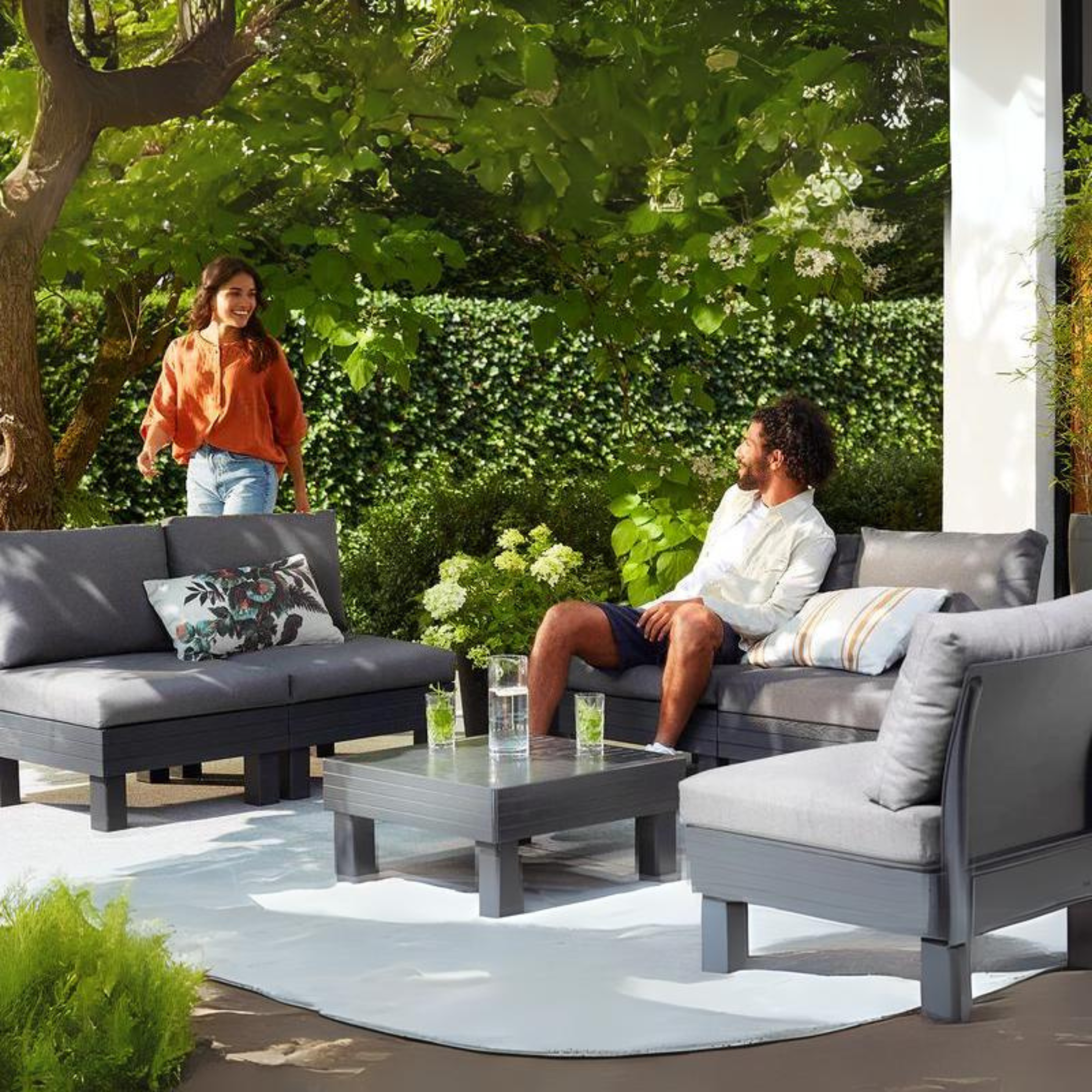 "Elements" 5-seater garden set with a sofa, 2 armchairs, and 1 modular coffee table