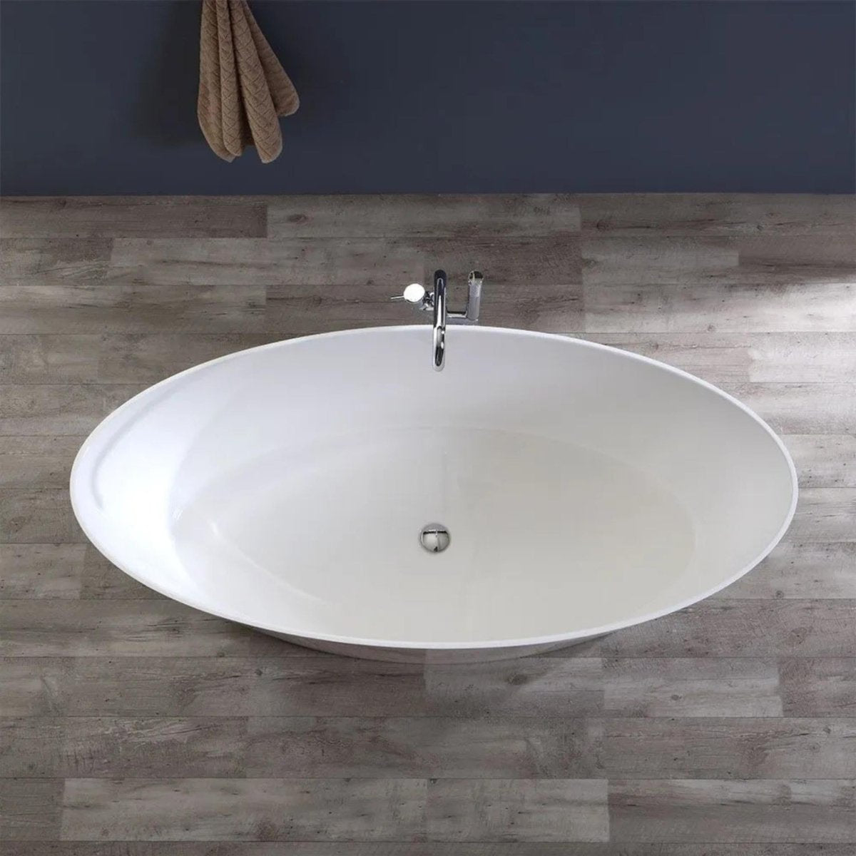 Vasca da bagno centro stanza "Verona" in marmo ricomposto bianco lucido cm 159,3x72 65h - MondoViro