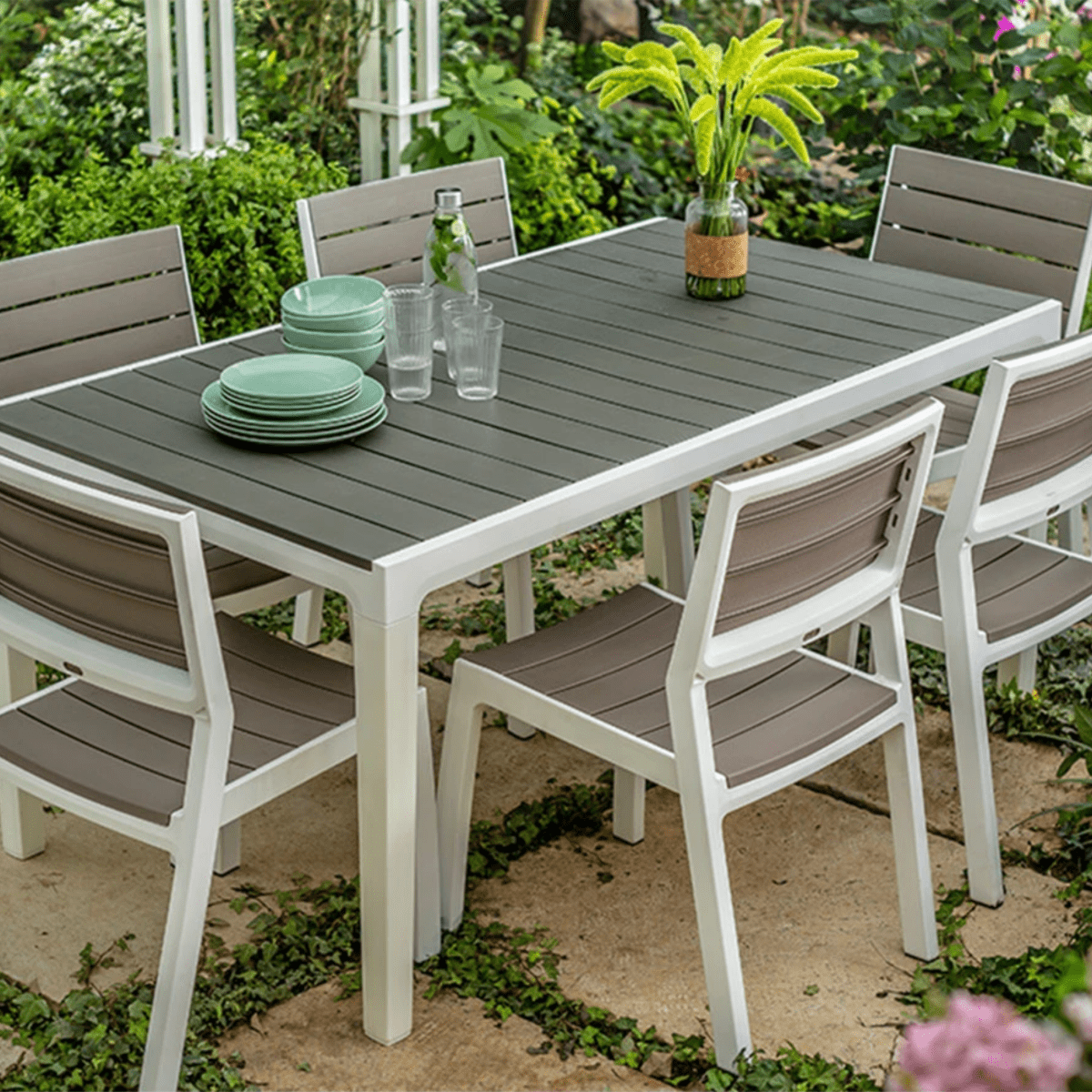 Set di sedie in resina "Harmony" effetto legno da giardino cm 54x58 86h - MondoViro