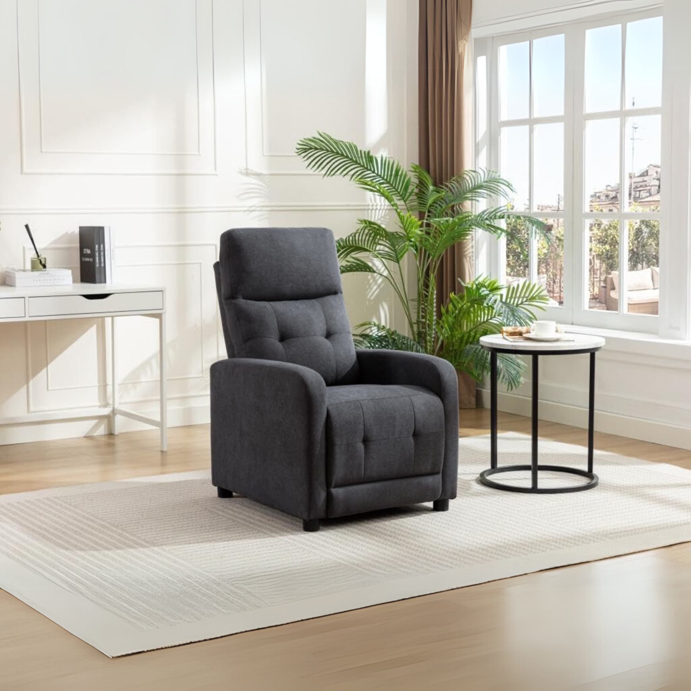 "Rey" manual reclining armchair in liner fabric cm 65.5x85.5 102.5h