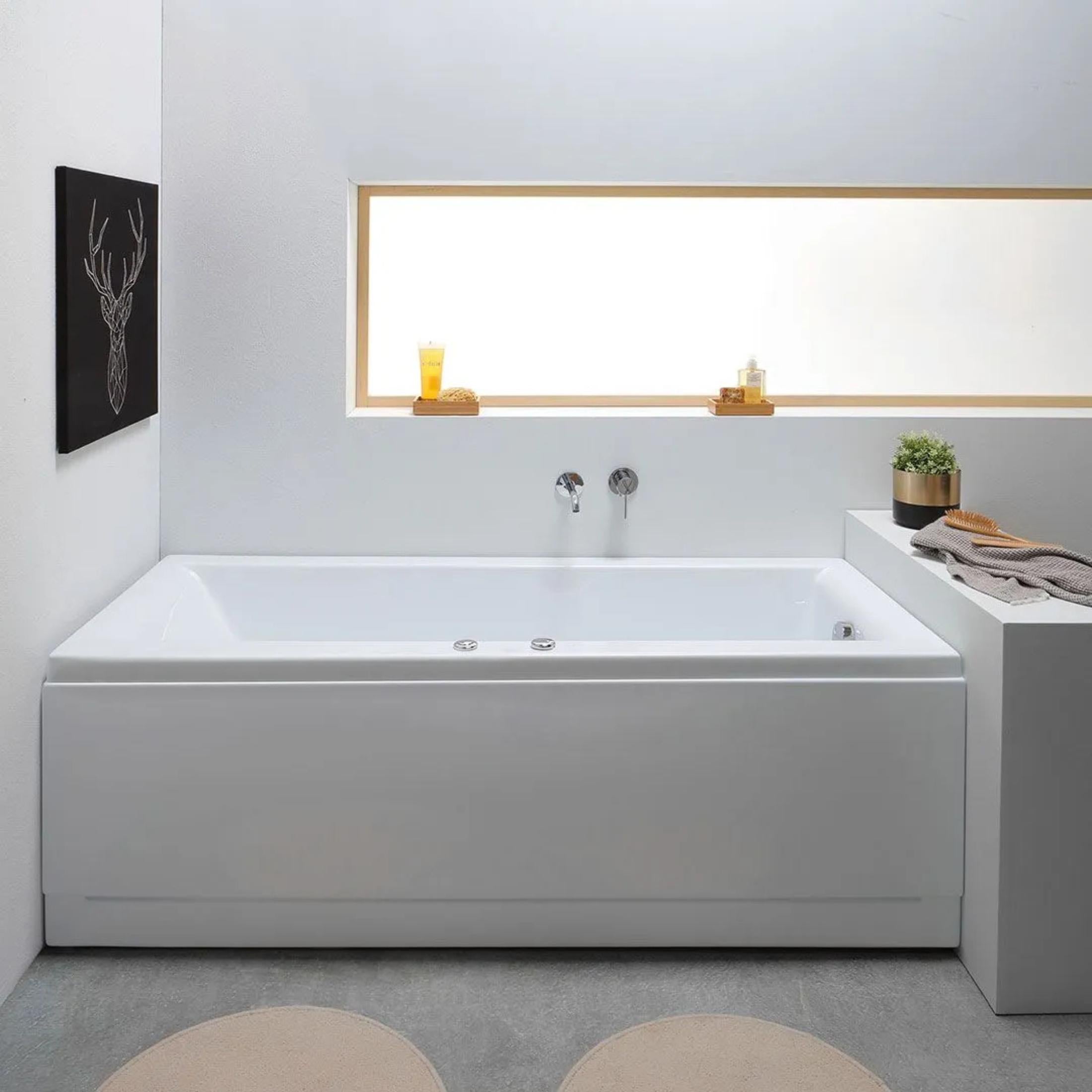 "Agata" hydromassage bathtub built into 3 acrylic walls, 170x75 cm, 56 cm high
