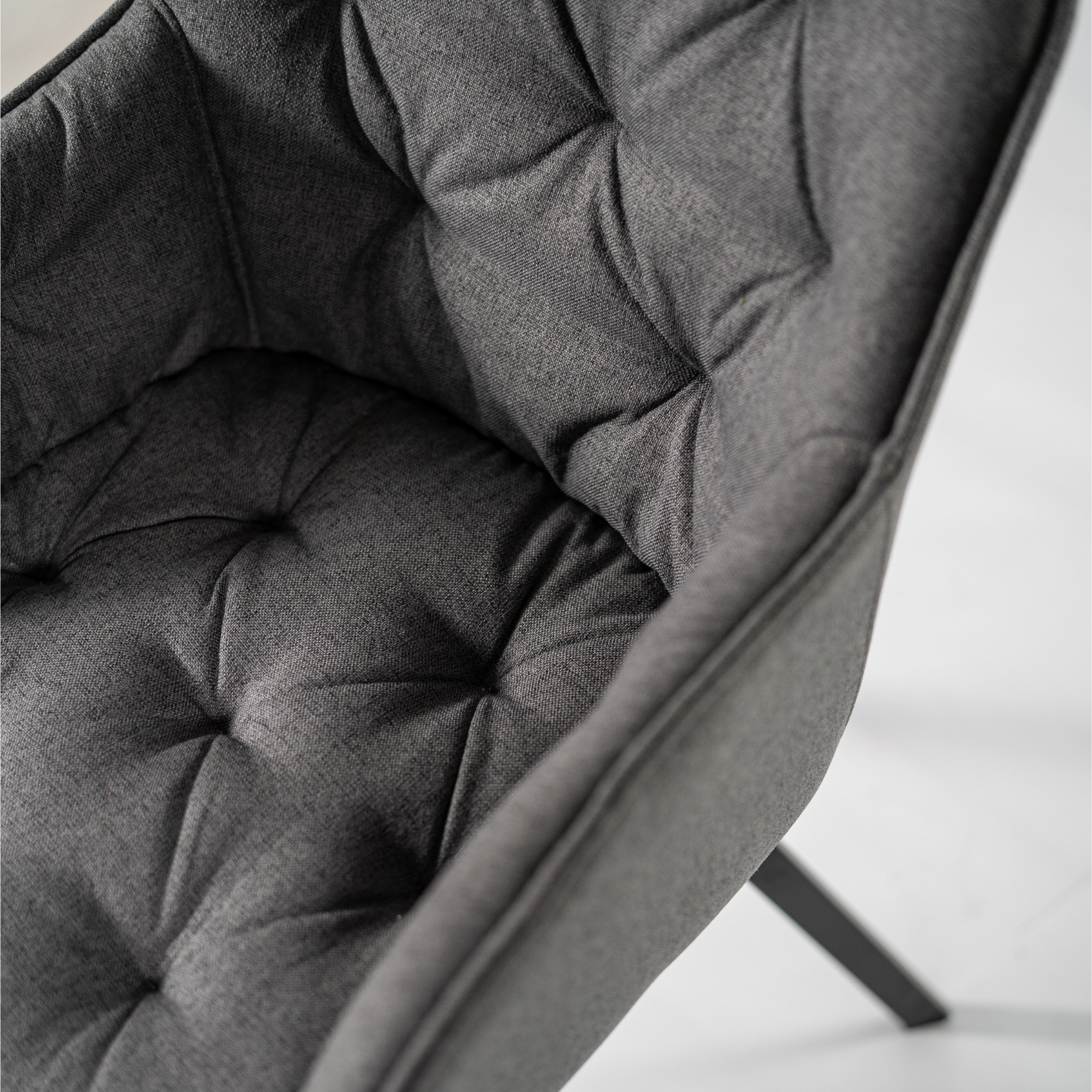 Set of "Dalia" upholstered living room chairs in fabric with painted metal legs, 55x60 cm, 79h