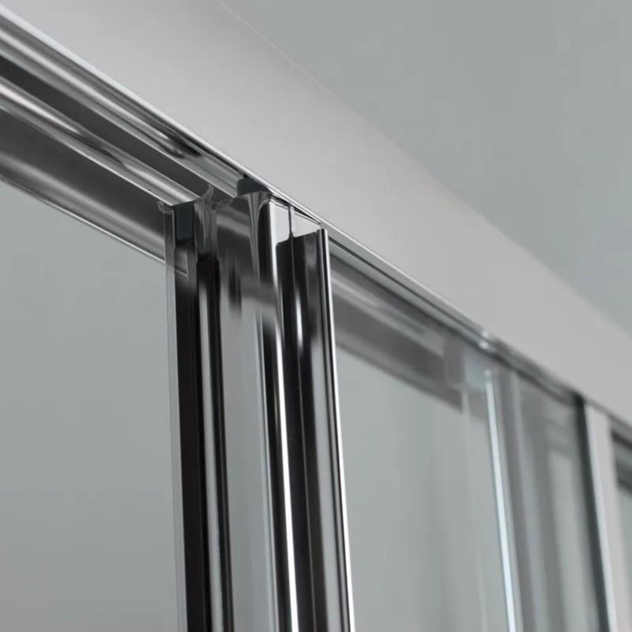 "Stella" 3-door shower niche door in chromed aluminum and tempered glass