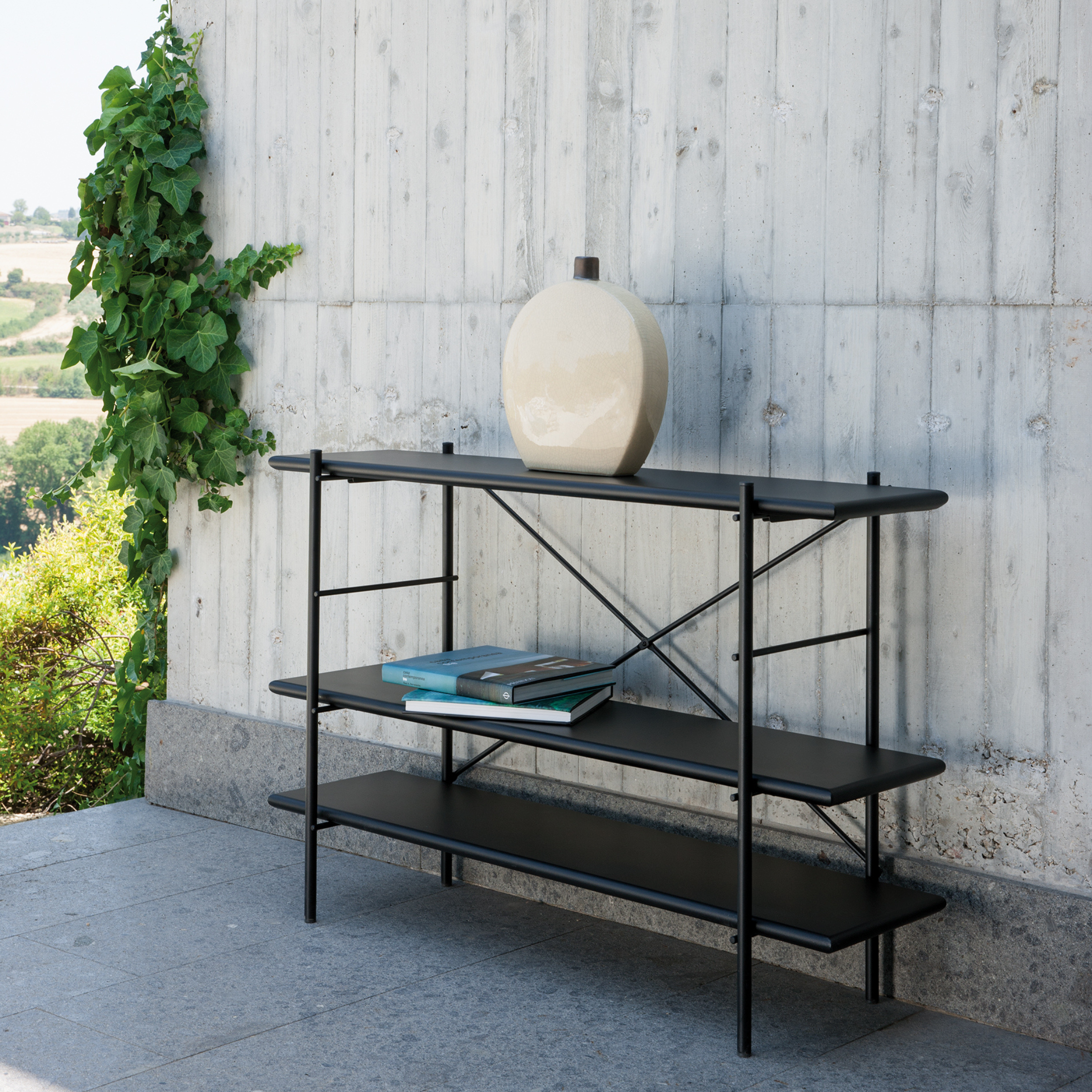"ET" metal étagère shelf, garden bookcase 120x34 cm