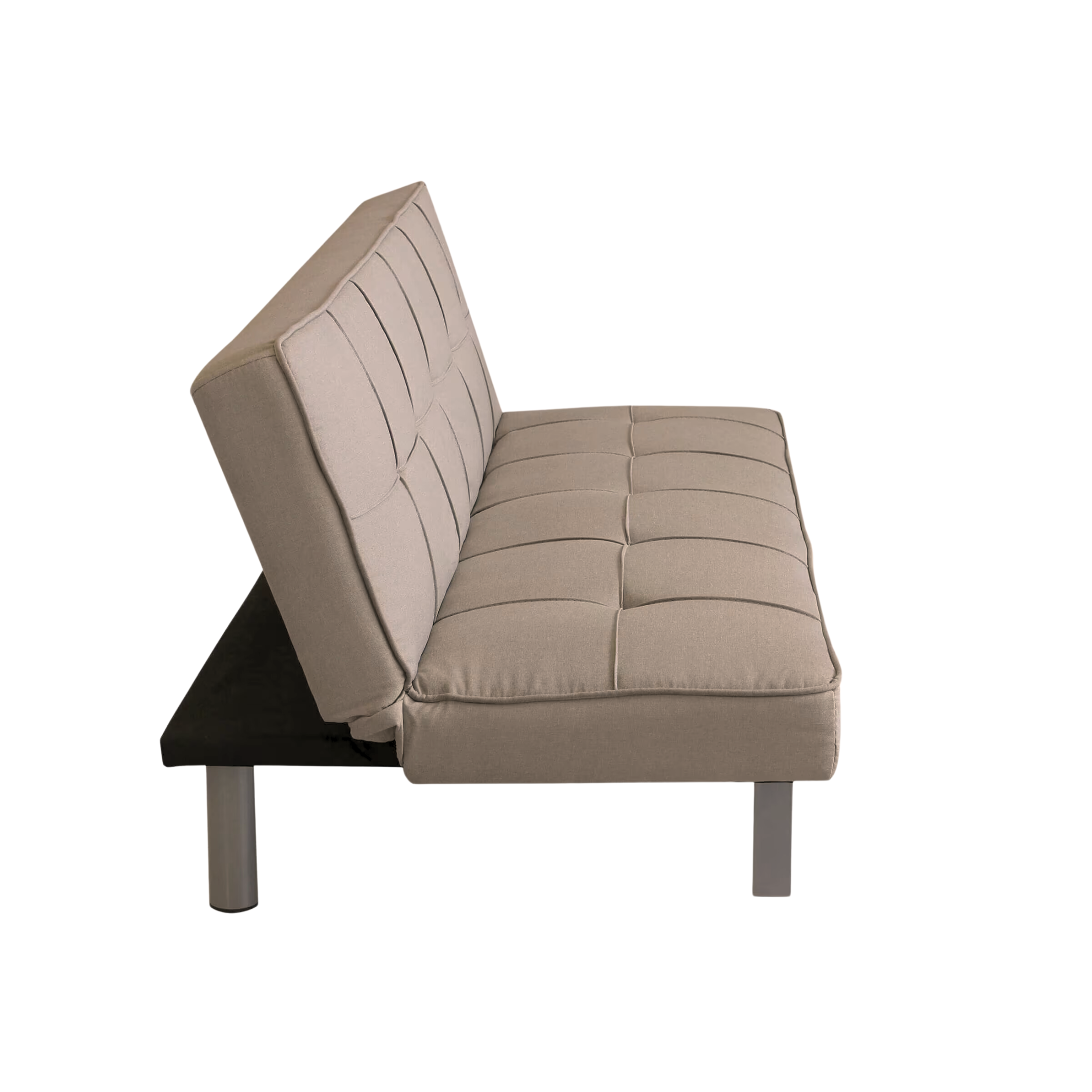 "Evelin" 3-seater sofa bed in linen fabric with metal legs, 180x81 cm, 79 cm high.